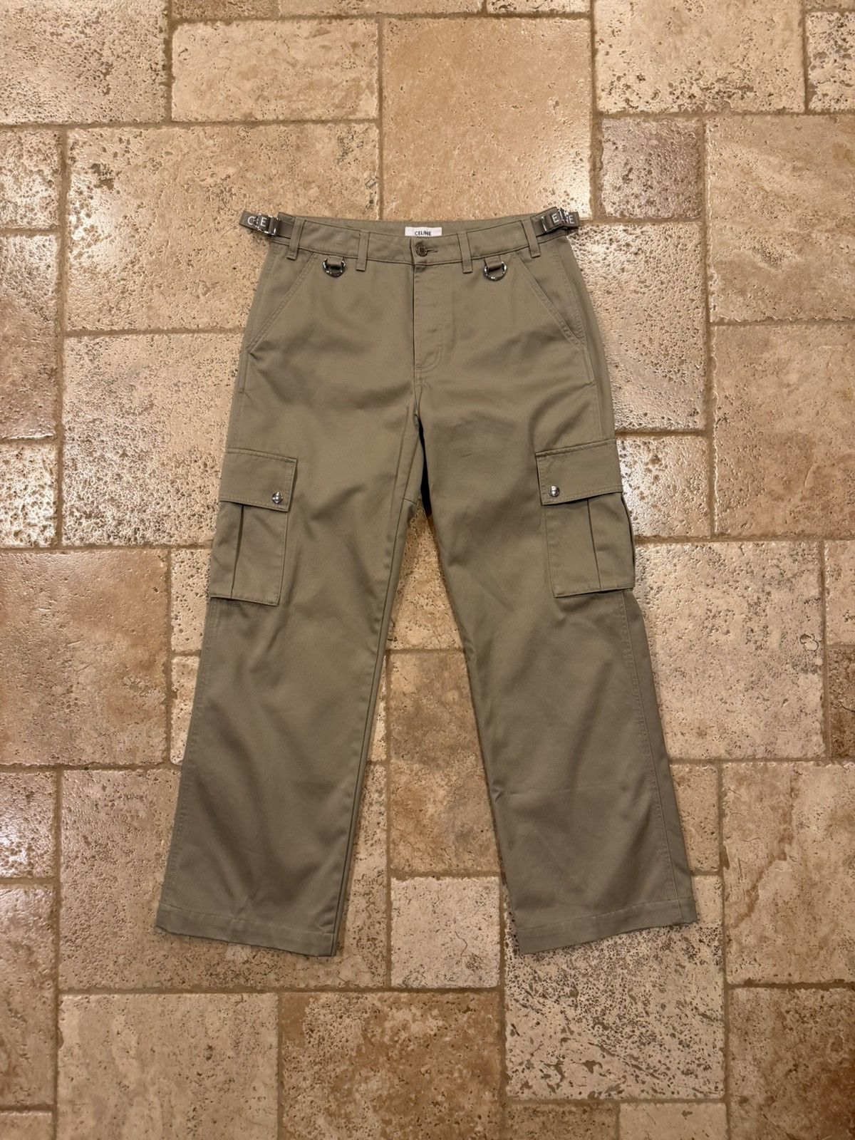 Celine Celine x Hedi Twill Khaki Logo Cargo Trouser Pants Size US 32 / EU 48 - 4 Thumbnail