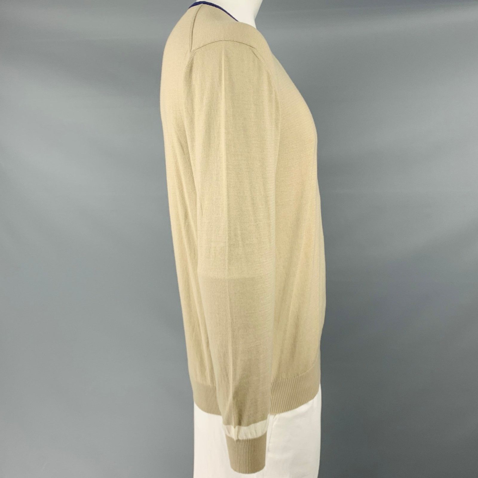 Etro ETRO Size XXL Khaki Knit Cotton Cashmere Crew Neck Pullover Size US XXL / EU 58 / 5 - 3 Thumbnail