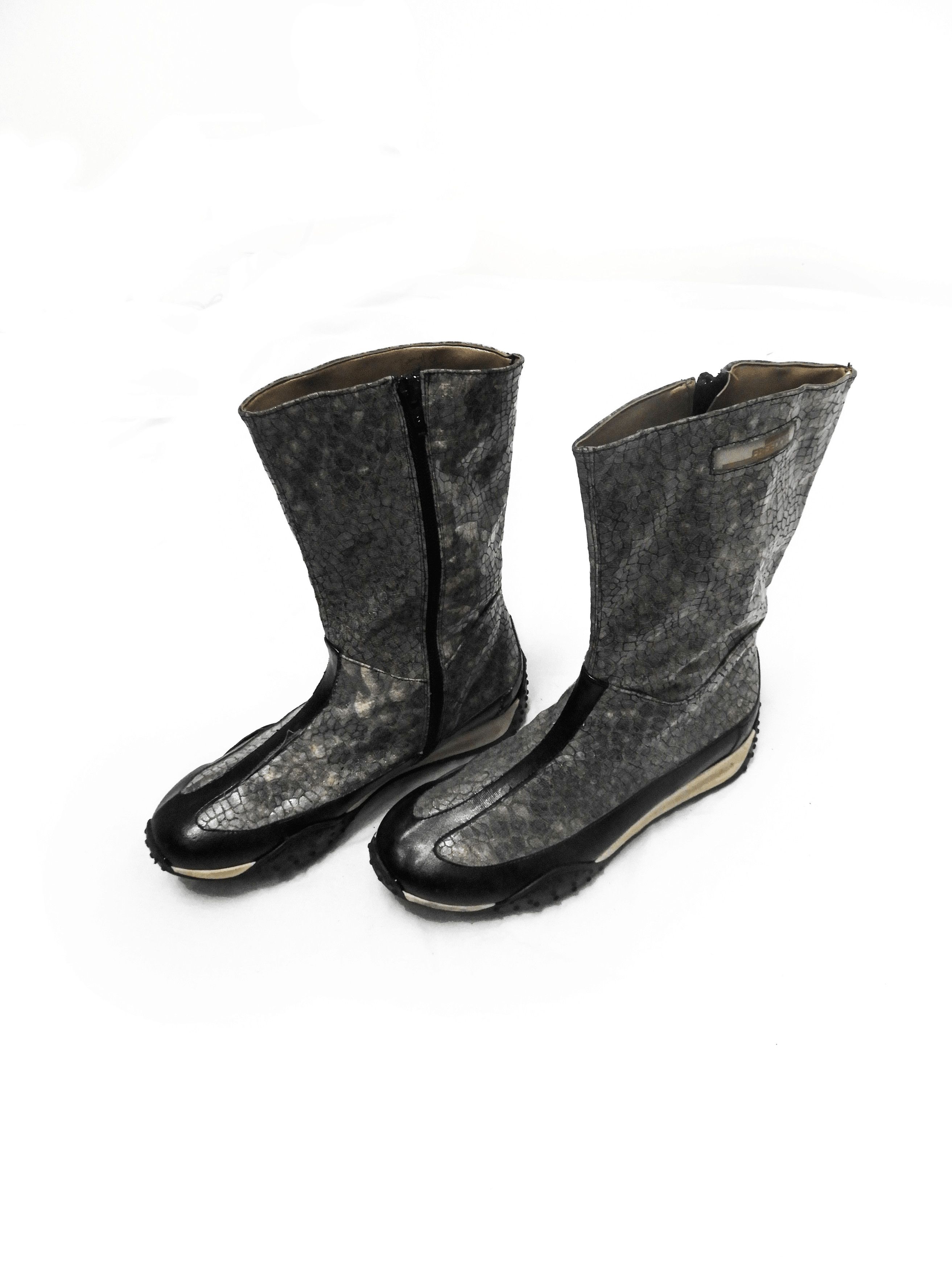 Roberto Cavalli Roberto Cavalli Grey Faux Snakeskin Print Boxer Boots Size US 8.5 / IT 38.5 - 3 Thumbnail