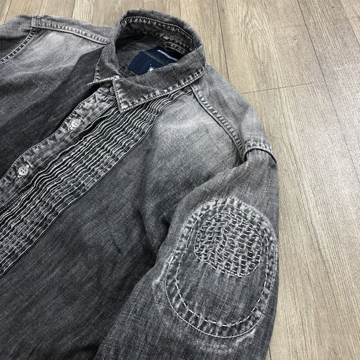 Japanese Brand × Maison MIHARA YASUHIRO Vintage Miharayasuhiro Sashiko Patchworks Washed Denim Shirt Size US L / EU 52-54 / 3 - 6 Thumbnail