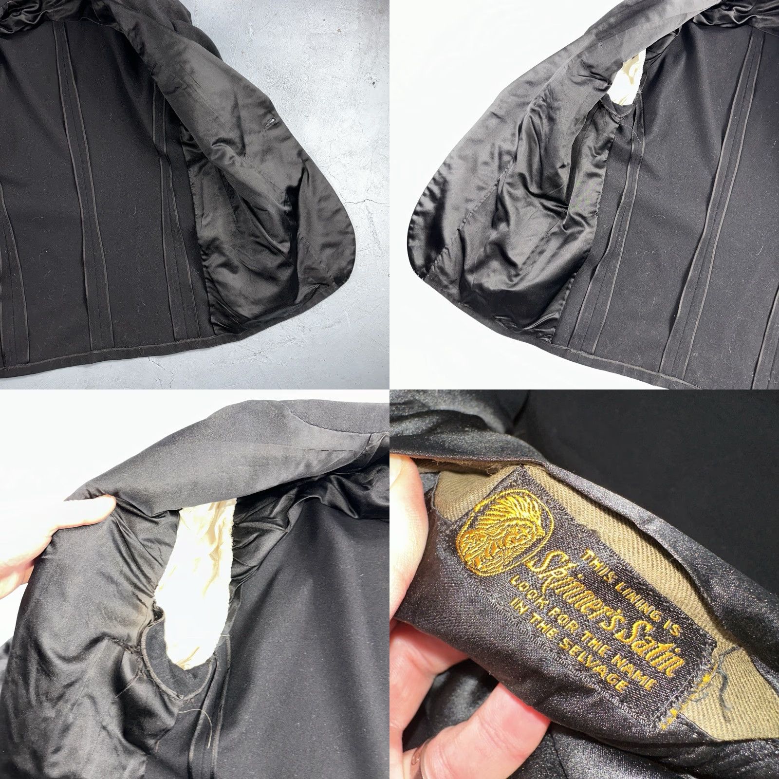 Vintage VTG 1930s Mens 1 PC Suit Tuxedo Coat Jacket Black 20s Antique Satin Wool 38 Regular Mens Black VTG 1920s Tuxedo Coat Jacket 100% Wool Satin Size 38R - 8 Thumbnail
