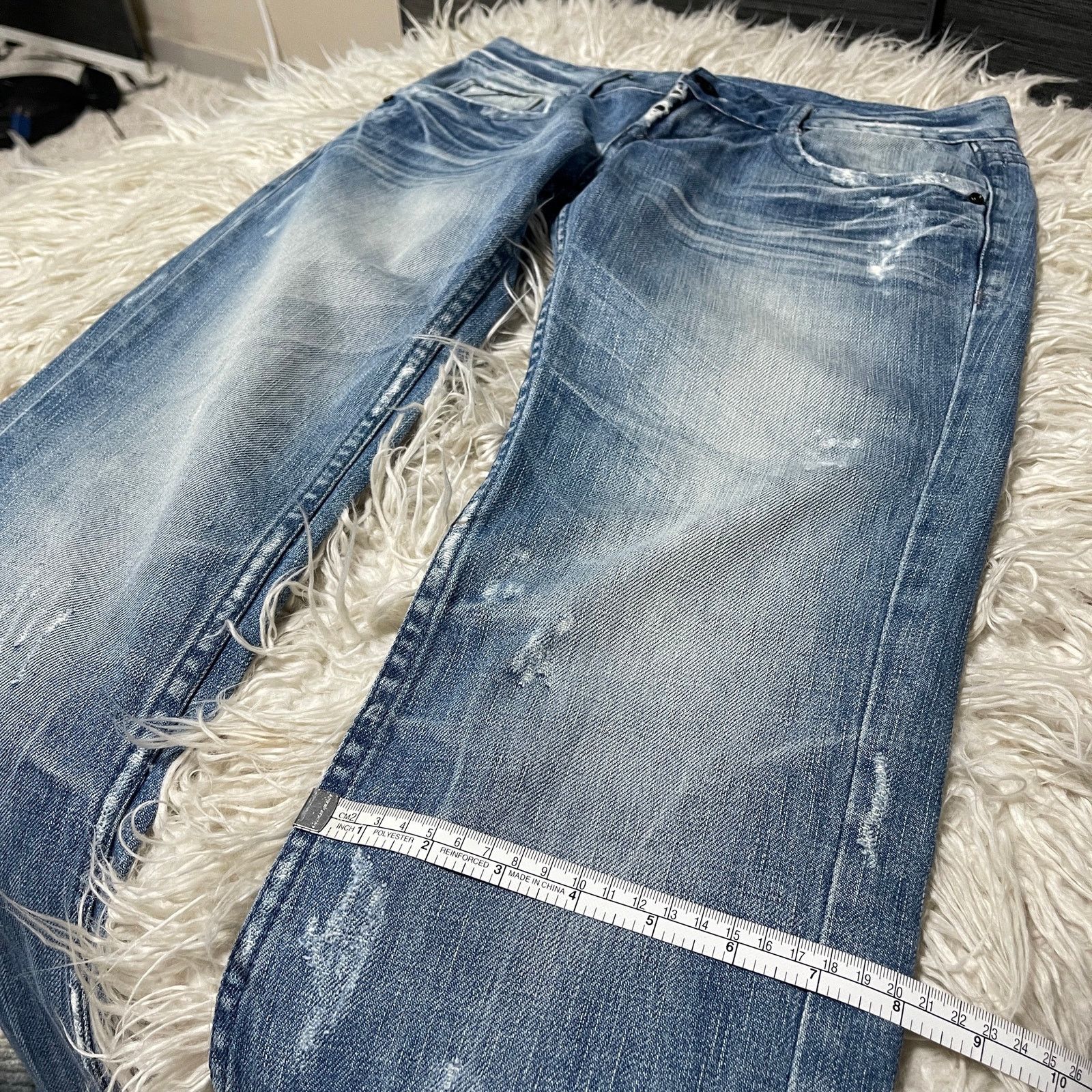 Hysteric Glamour Vintage Japanese Brand Faded Clawmark Low Rise Denim Jeans Size 30" / US 8 / IT 44 - 12 Thumbnail