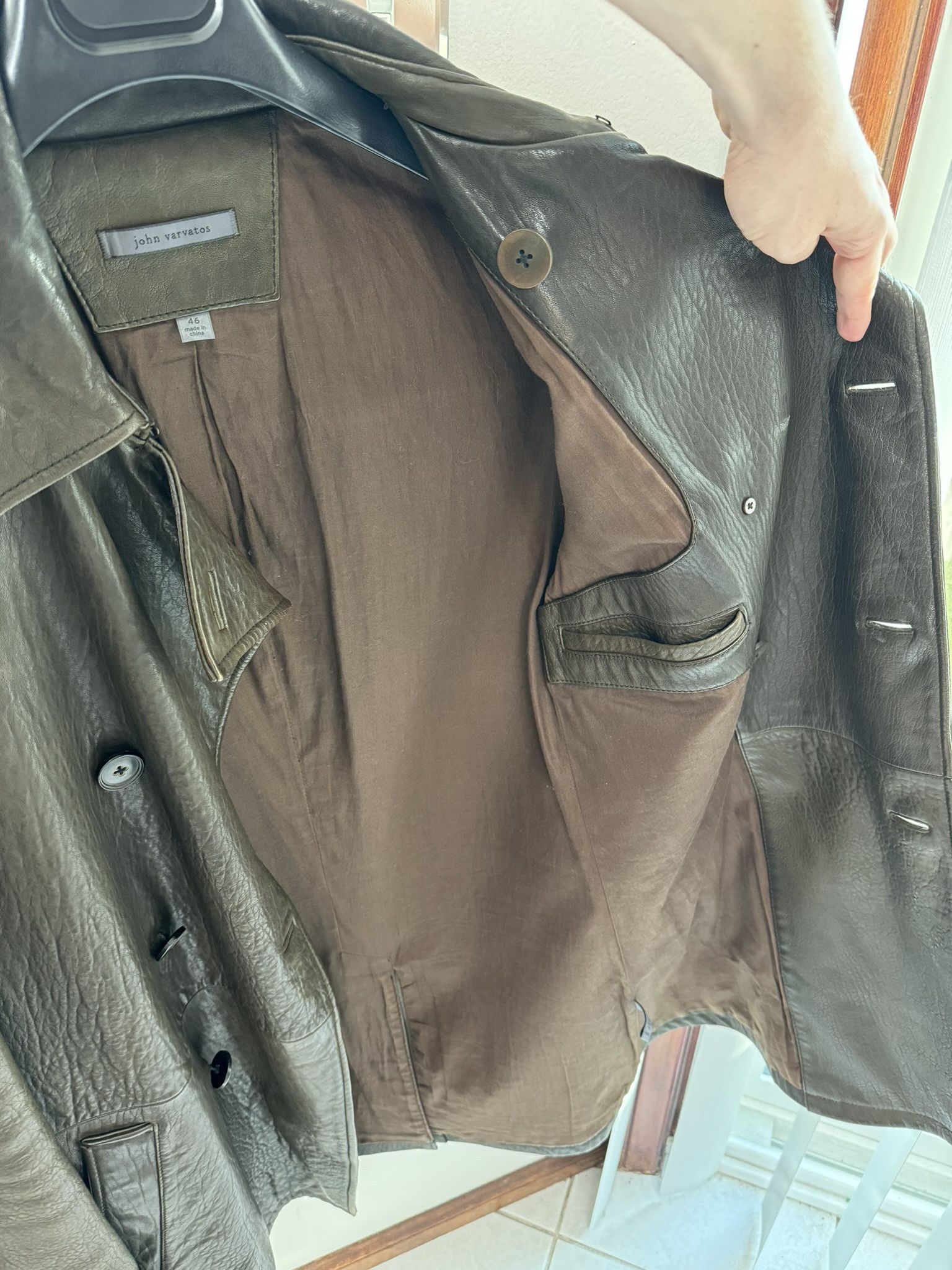 John Varvatos JOHN VARVATOS Brown Leather Trench Coat MSRP$3298 Size US S / EU 44-46 / 1 - 7 Thumbnail