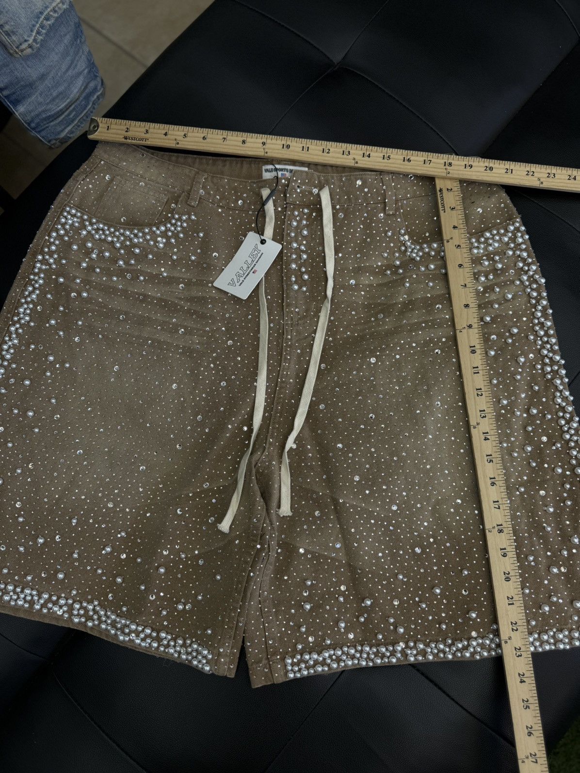 Vale Valley Rhinestone Crystal Shorts Denim Tan Size 38 Size US 38 / EU 54 - 10 Thumbnail