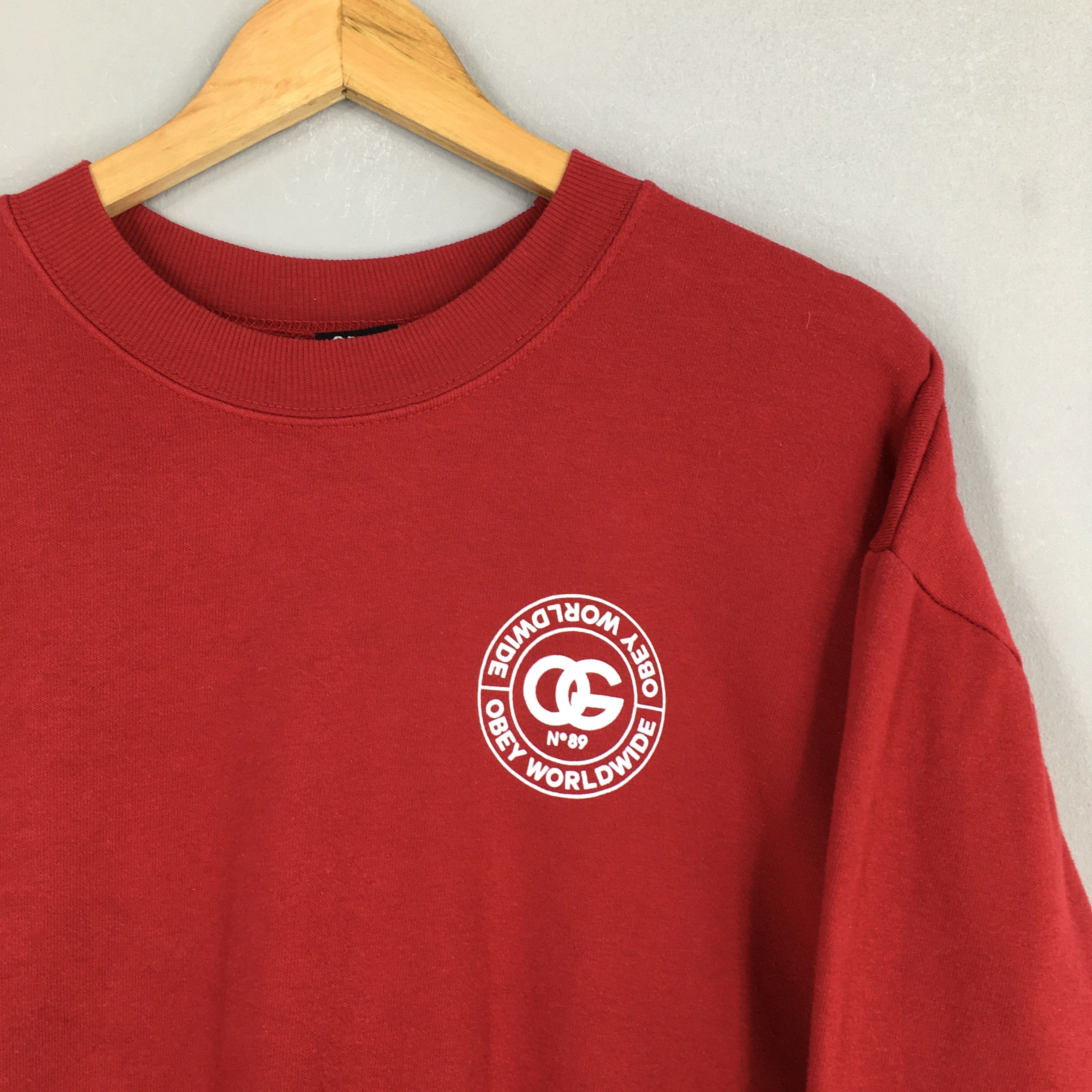 Obey × Vintage Vintage Obey Worldwide Logo Red Sweatshirt XLarge Size US XL / EU 56 / 4 - 4 Thumbnail