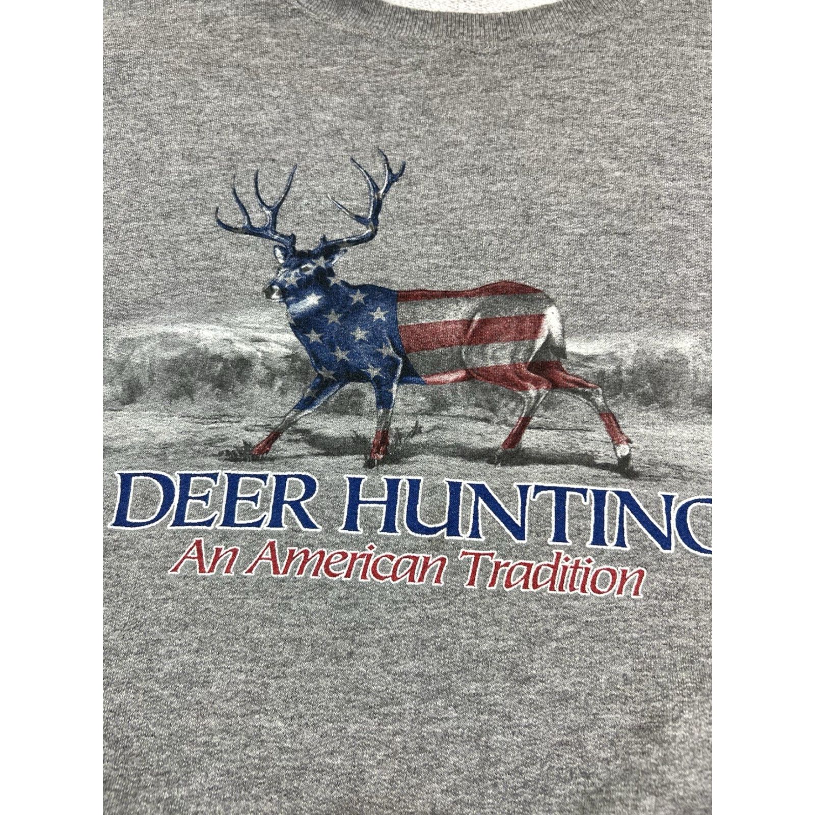 Jerzees VINTAGE Jerzees Sweatshirt 2XL Gray Deer Hunting American USA Crew Neck Shirt Mens Sweatshirt Pullover Graphic Print Size US XXL / EU 58 / 5 - 3 Thumbnail