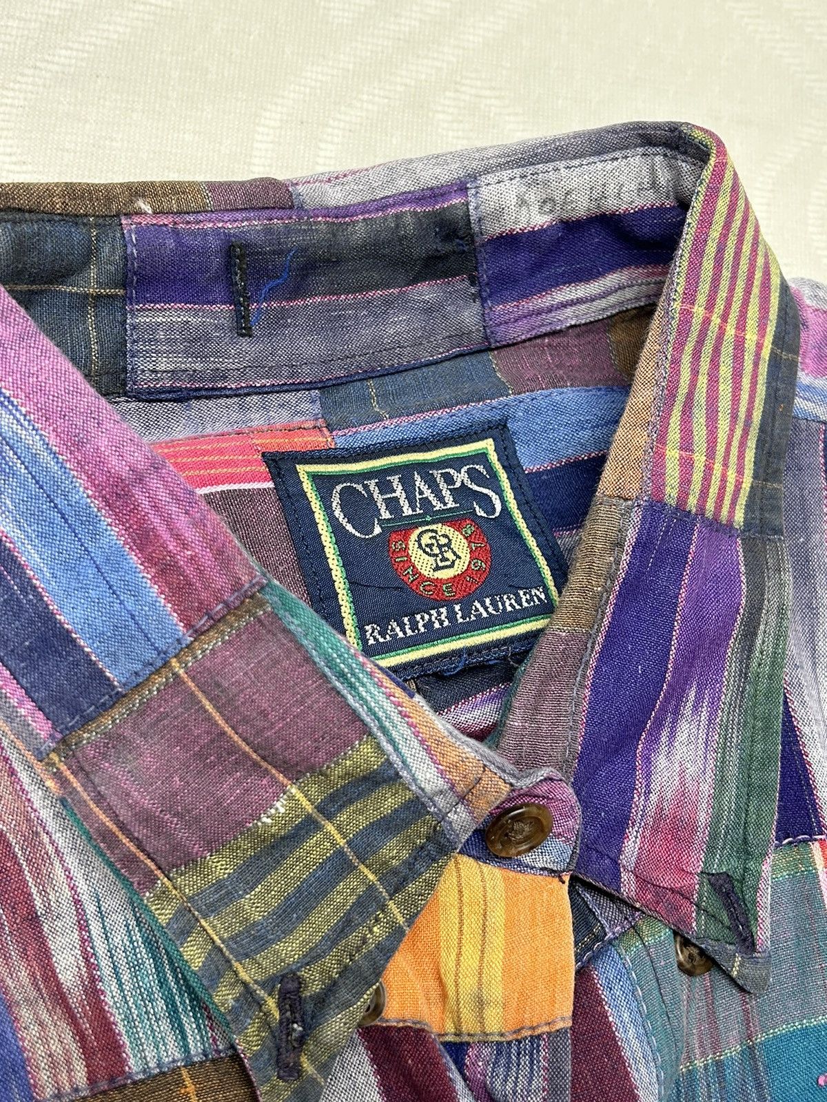 Chaps Ralph Lauren Vintage Chaps Ralph Lauren Patchwork Button Up Shirt Size US XL / EU 56 / 4 - 2 Thumbnail