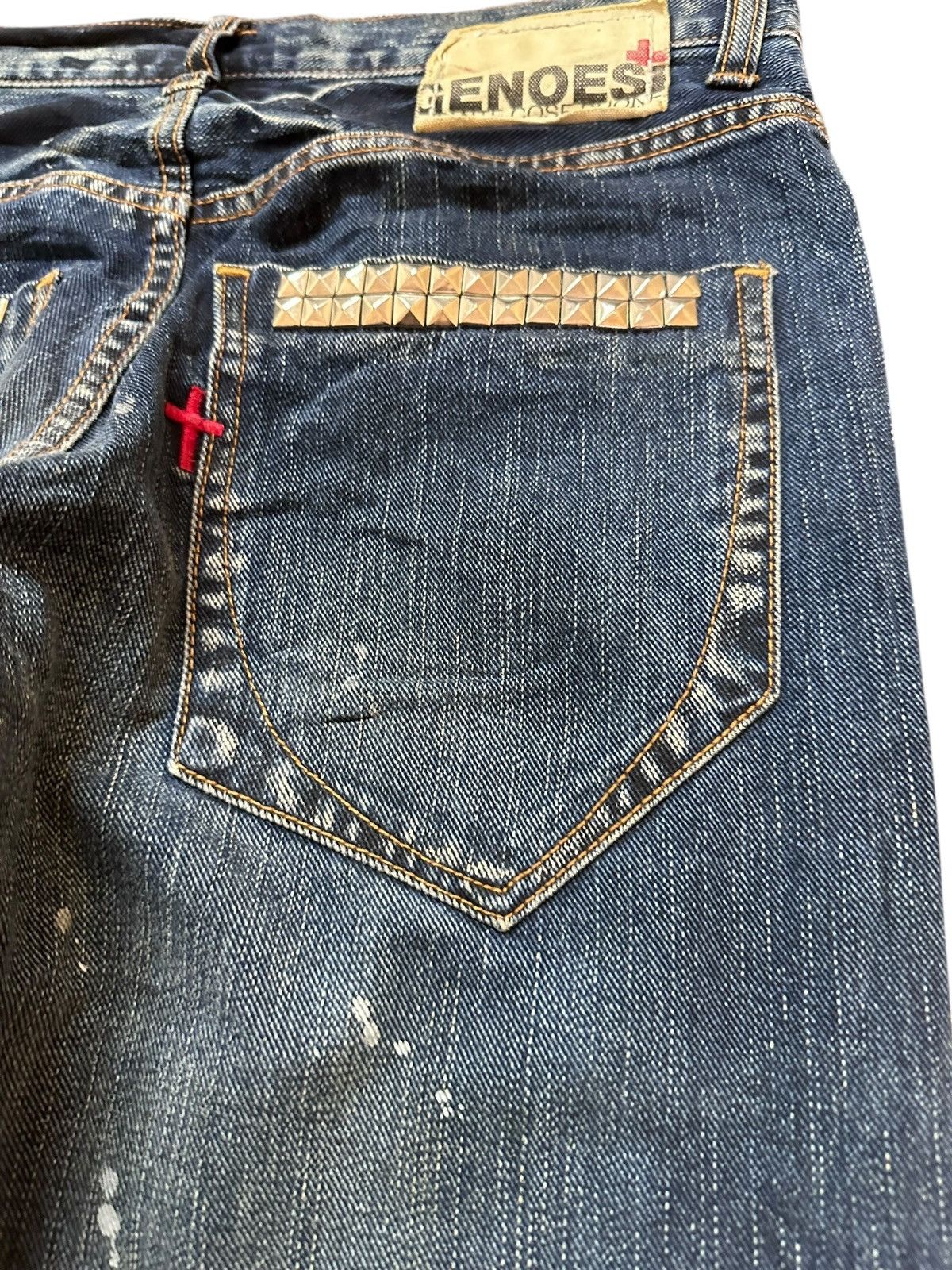 KOJIMA GENES Vintage Geneos Studded Printed Grunge Distressed Denim Size US 30 / EU 46 - 7 Thumbnail