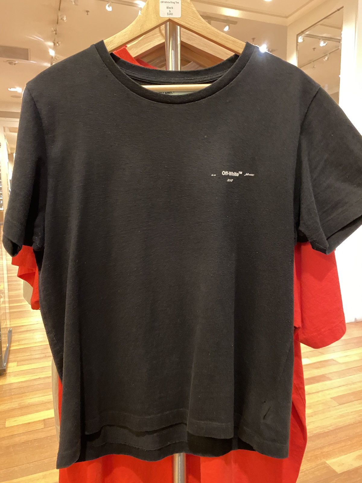 image of Off White Off-White Diagonal Logo Tee S in Black, Men's (Size Small)