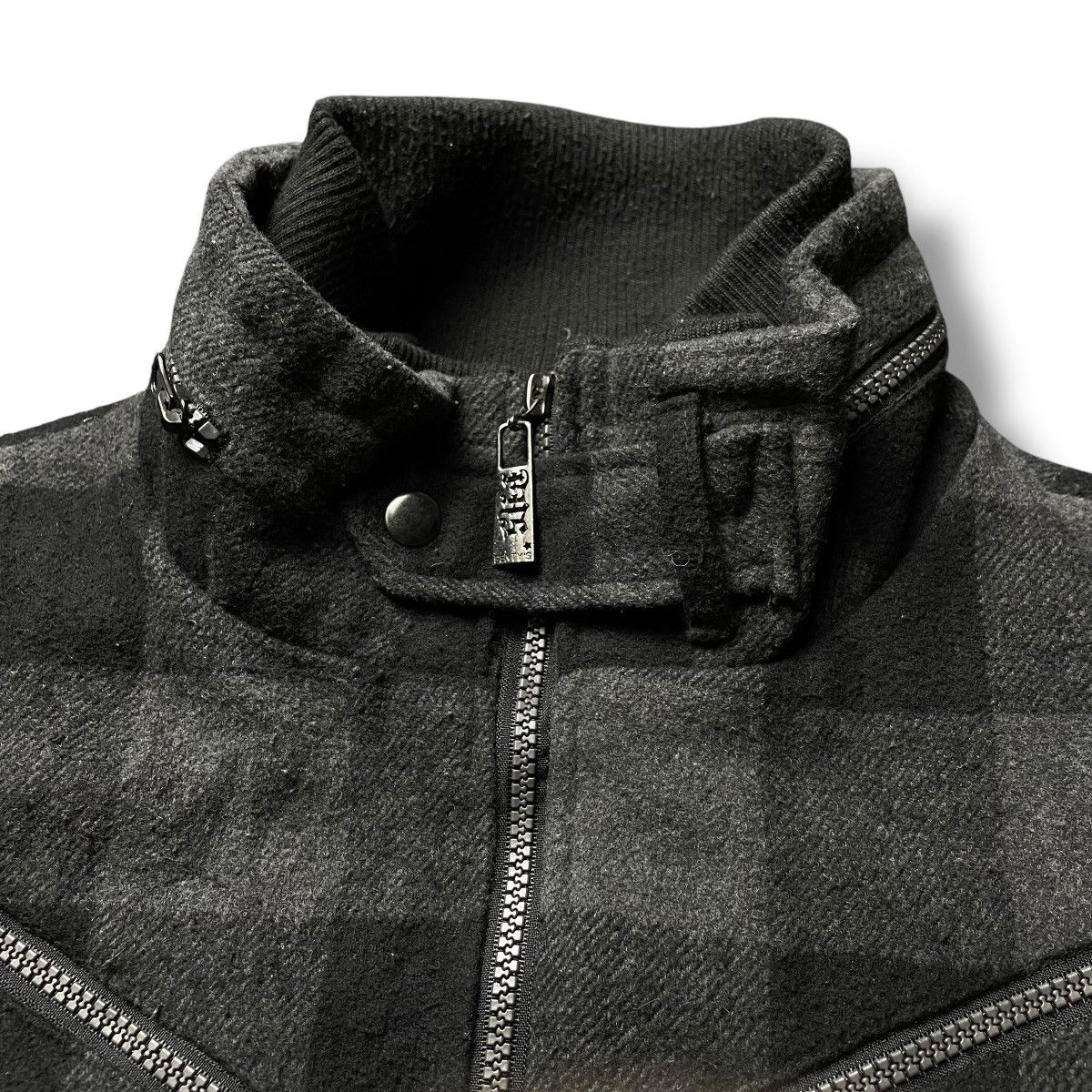 Hysteric Glamour PENTYS ROCK PATCHWORK CHECKERED WOOL + LEATHER BOMBER JACKET Size US M / EU 48-50 / 2 - 5 Thumbnail