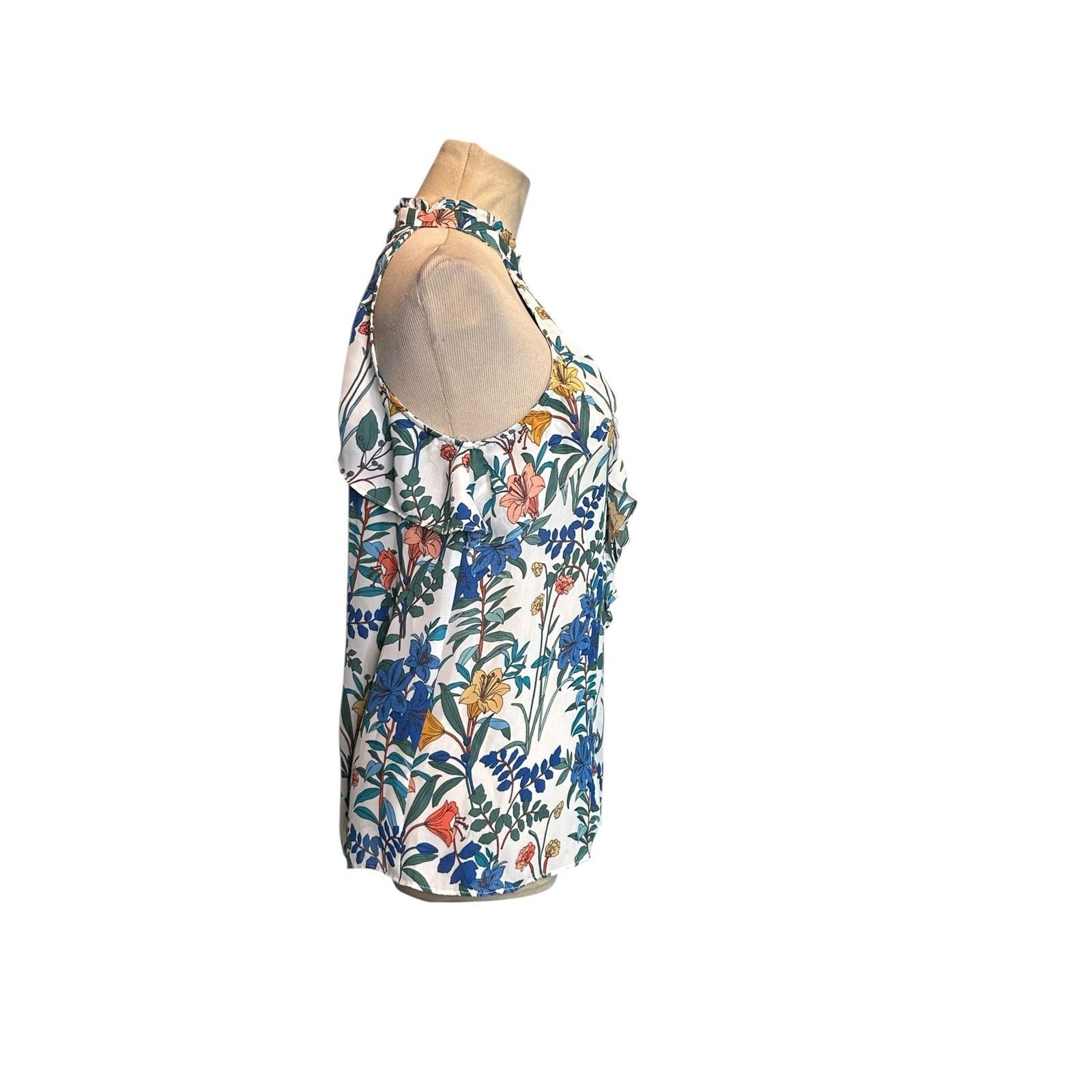 Parker Parker Blue Yellow Floral Sleeveless Blouse size small Size S / US 4 / IT 40 - 8 Thumbnail