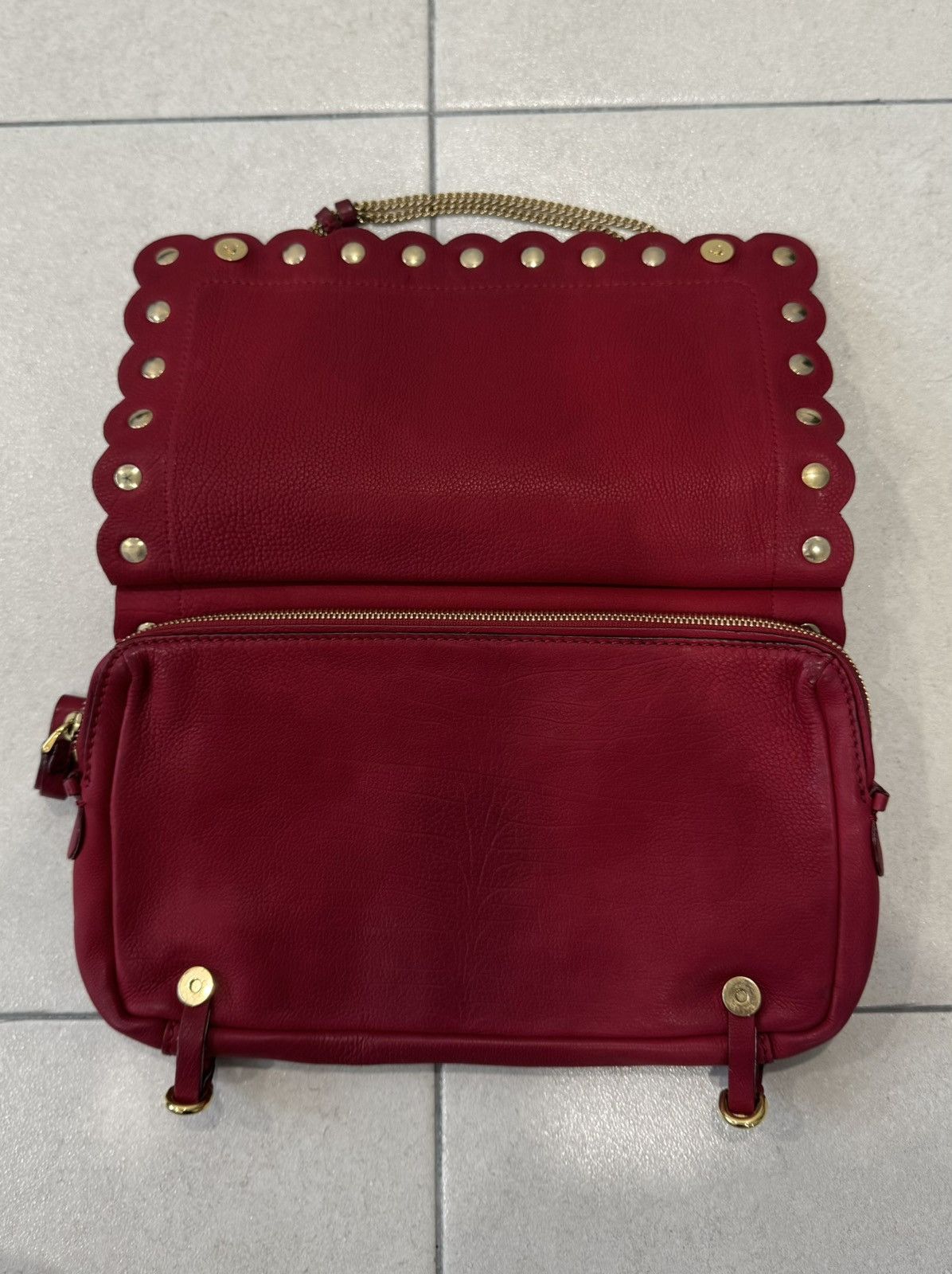 Moschino Moschino Red Studded Leather Flap Shoulder Bag Size ONE SIZE - 8 Thumbnail