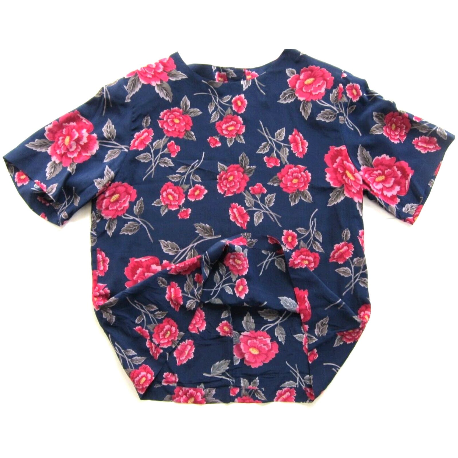 Vintage VINTAGE Essential Elements Blouse Shirt Womens M-L Pink Silk Floral Short Sleeve Rounded Neck Blouse 100% Silk Rose Pattern Vintage Size M / US 6-8 / IT 42-44 - 5 Thumbnail