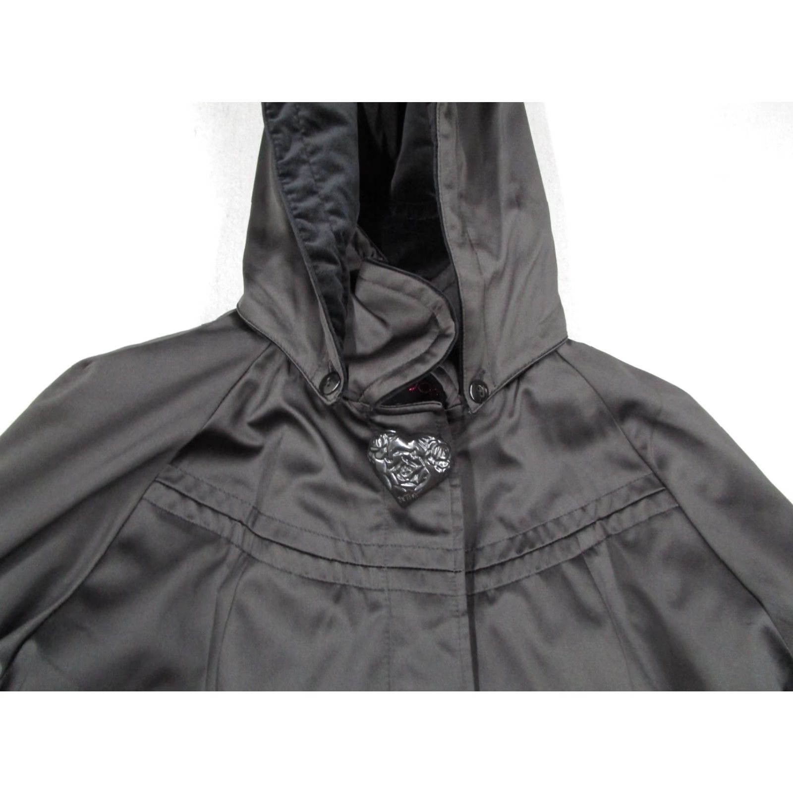 Betsey Johnson Betsey Johnson Jacket Women L Black Removable Hood Snap Front Rear Tie Hooded Pockets All Seasons Belted Long Sleeve Polyester Size L / US 10 / IT 46 - 2 Thumbnail