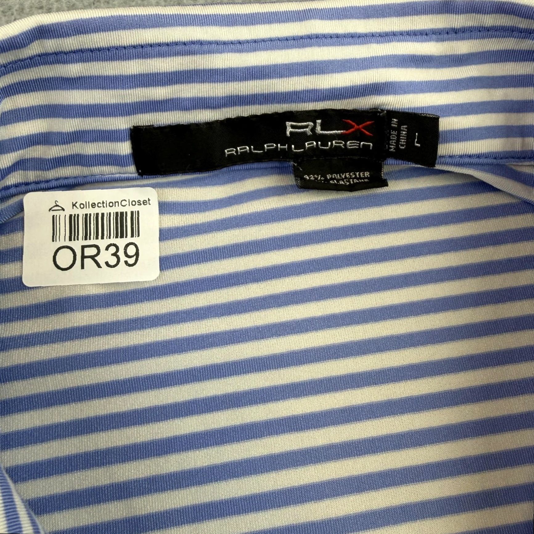 RLX Ralph Lauren RLX Ralph Lauren Polo Shirt Mens Large Blue Stripe Short Sleeve Golf Adult Size US L / EU 52-54 / 3 - 5 Thumbnail