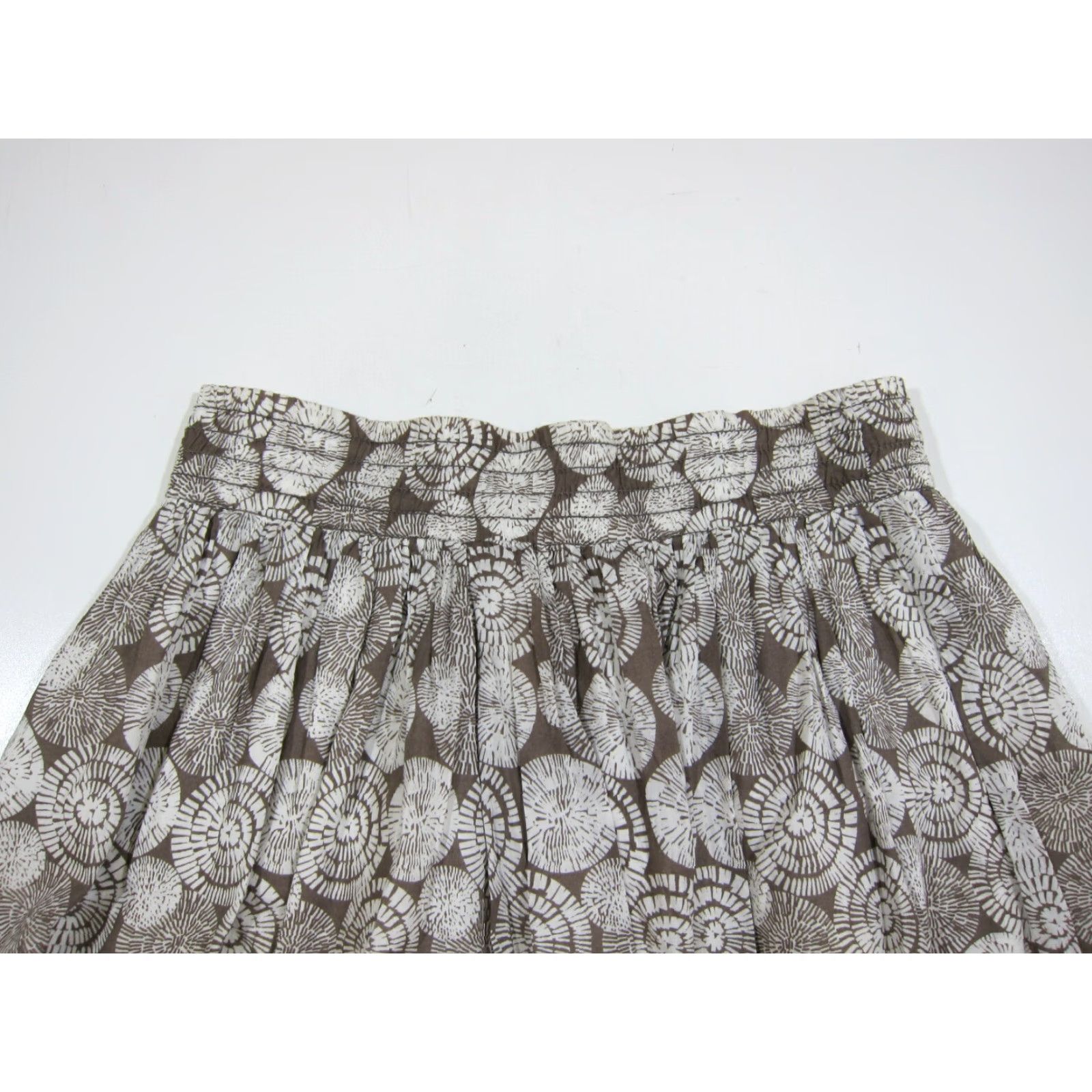 Banana Republic Banana Republic 100% Cotton Geometric Brown White Women Size 8 Pleated Flowy Skirt Size 30" / US 8 / IT 44 - 5 Thumbnail