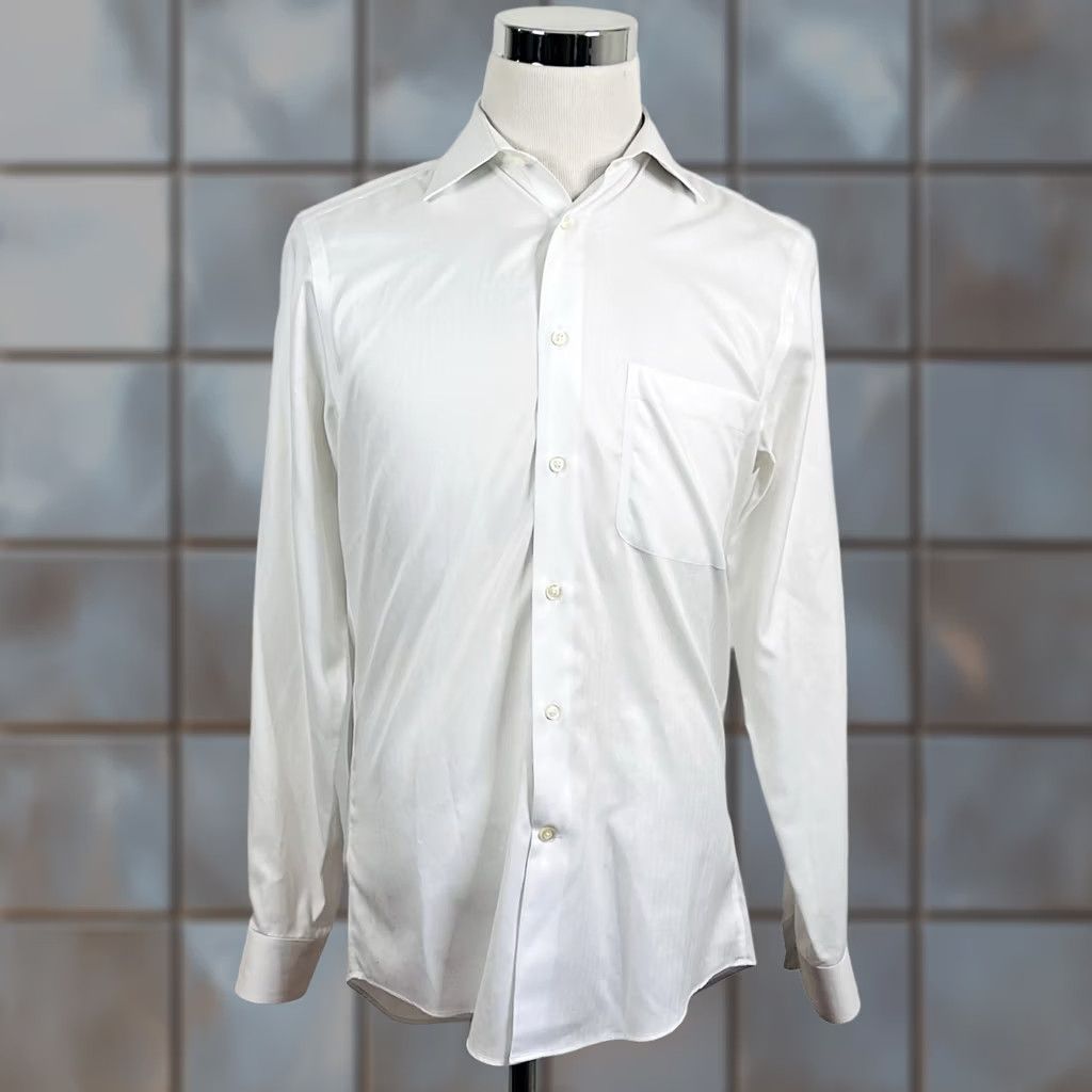 Joseph Abboud Joseph Abboud Dress Shirt White Herringbone 100% Cotton 15 34/35 No Wrinkles Formal Business Men Shirt Size 40R - 1 Thumbnail