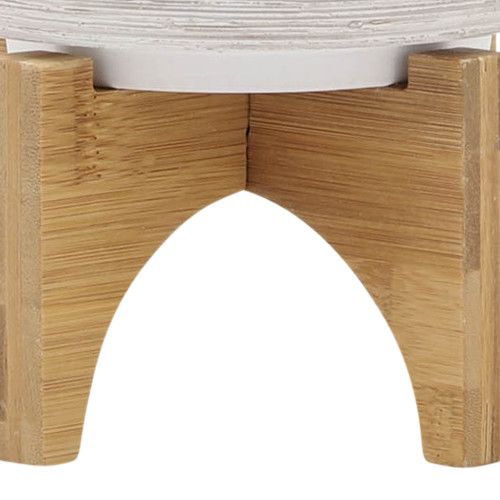 Designer × Homemade CERAMIC 5" PLANTER ON WOODEN STAND, GRAY Size US L / EU 52-54 / 3 - 8 Thumbnail