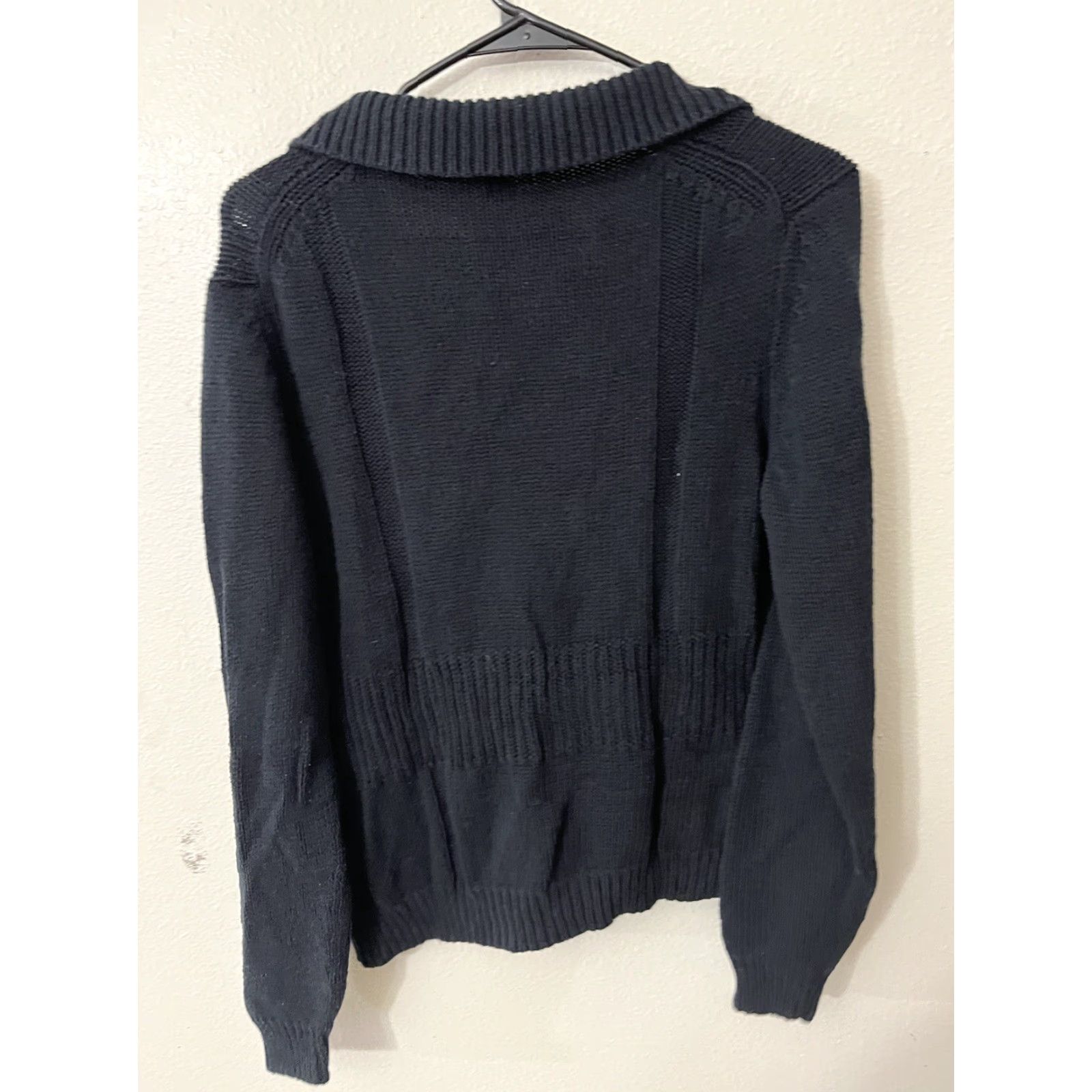 Banana Republic BANANA REPUBLIC Cardigan Womens Large Black Cotton Knit Long Sleeve Casual Classic Size L / US 10 / IT 46 - 3 Thumbnail