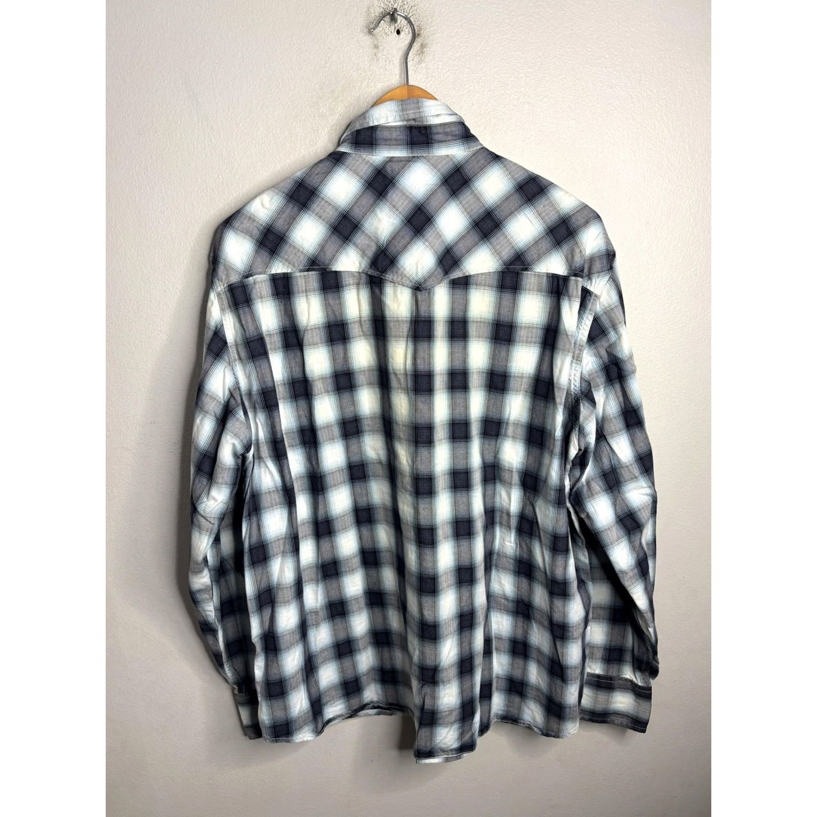Lucky Brand Lucky Brand Shirt L Brown Plaid Western Pearl Snap Long Sleeve Cotton Mens Size US L / EU 52-54 / 3 - 5 Thumbnail