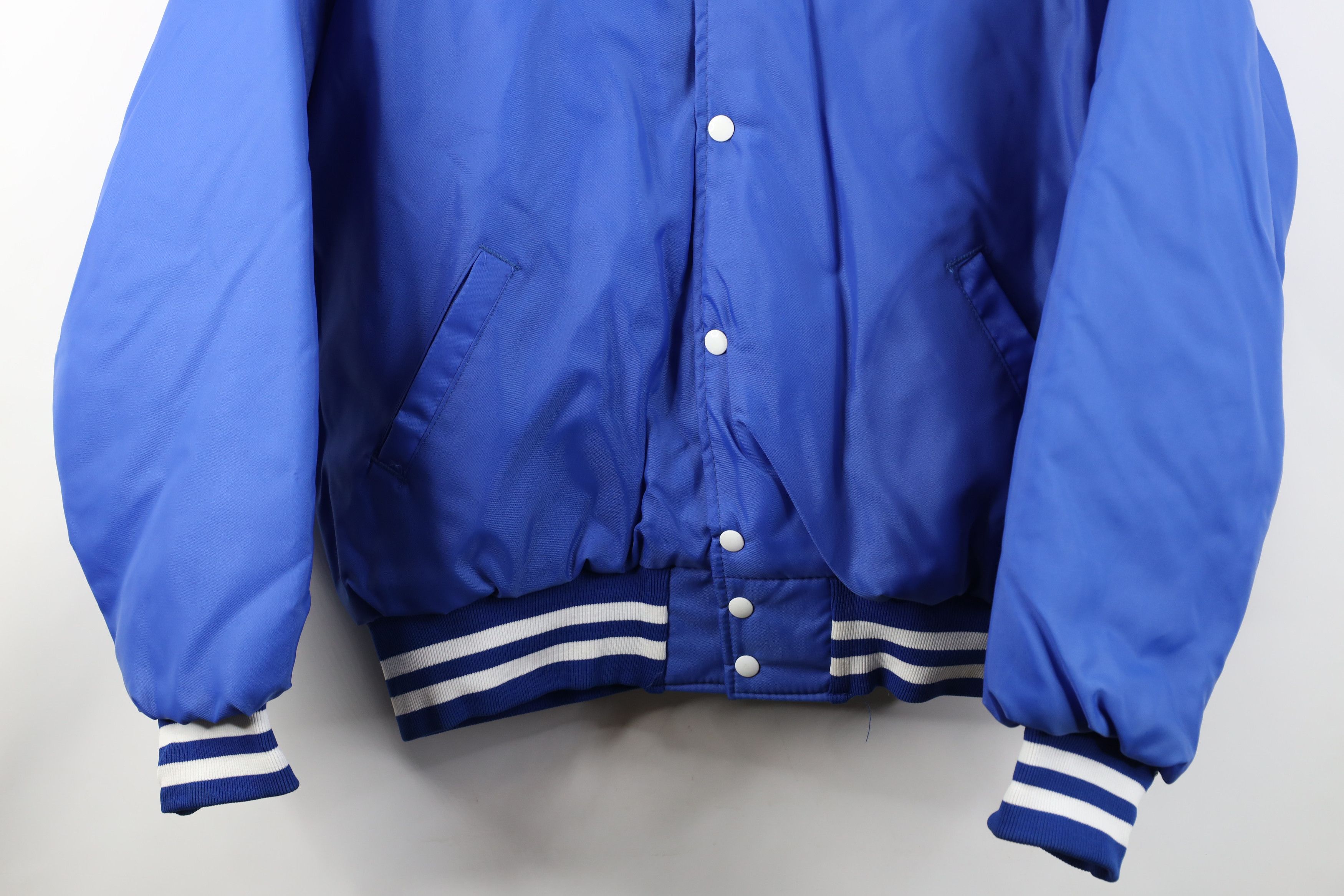 Vintage Vintage 70s 80s Quilted Satin Bomber Jacket Royal Blue USA Size US XL / EU 56 / 4 - 3 Thumbnail