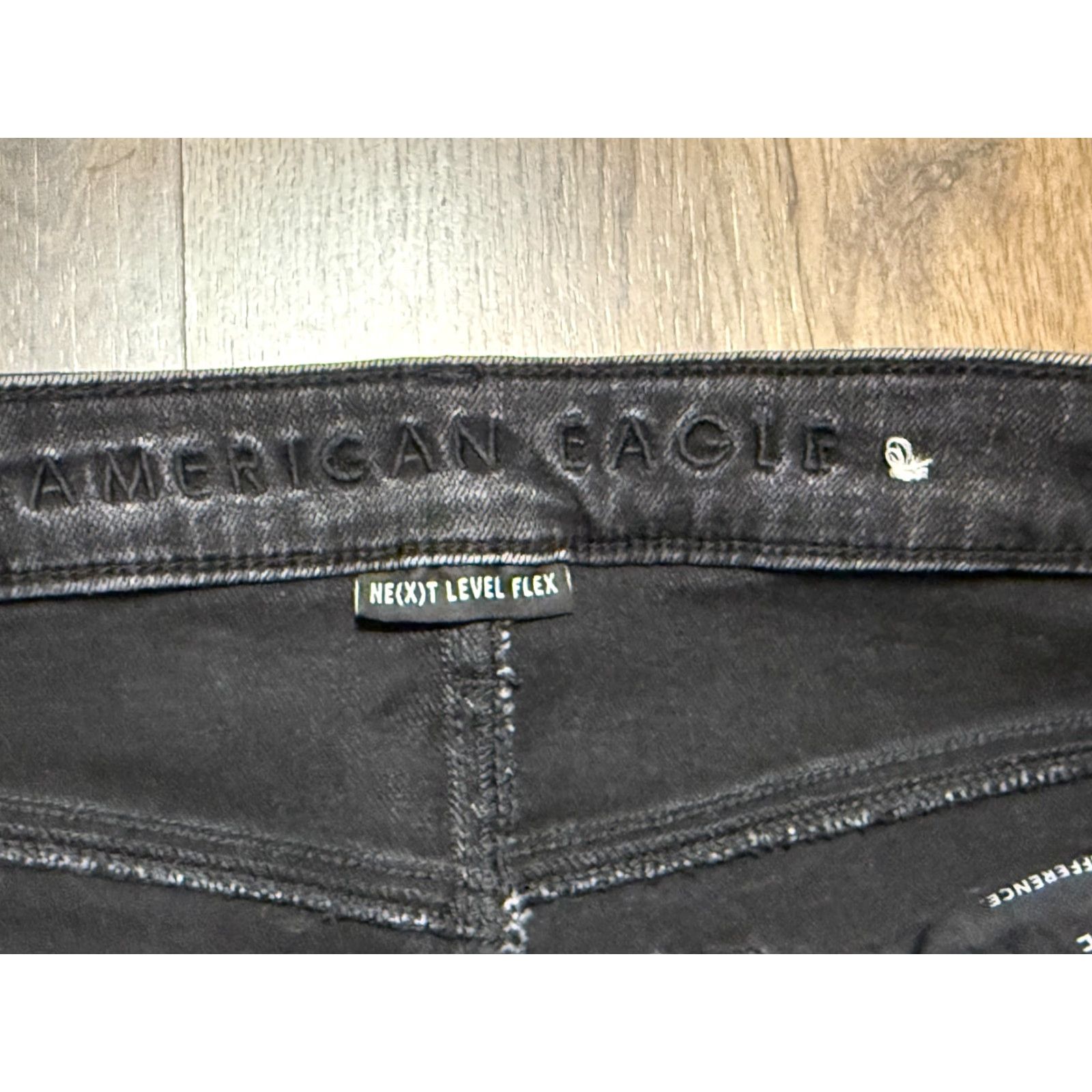 American Eagle Outfitters American Eagle Jeans Men Size 30x34 Black Denim Straight Leg Raw Hem Button 5-Pocket Design Jeans Mens Regular Rise Mid Inseam 34 Size US 30 / EU 46 - 3 Thumbnail
