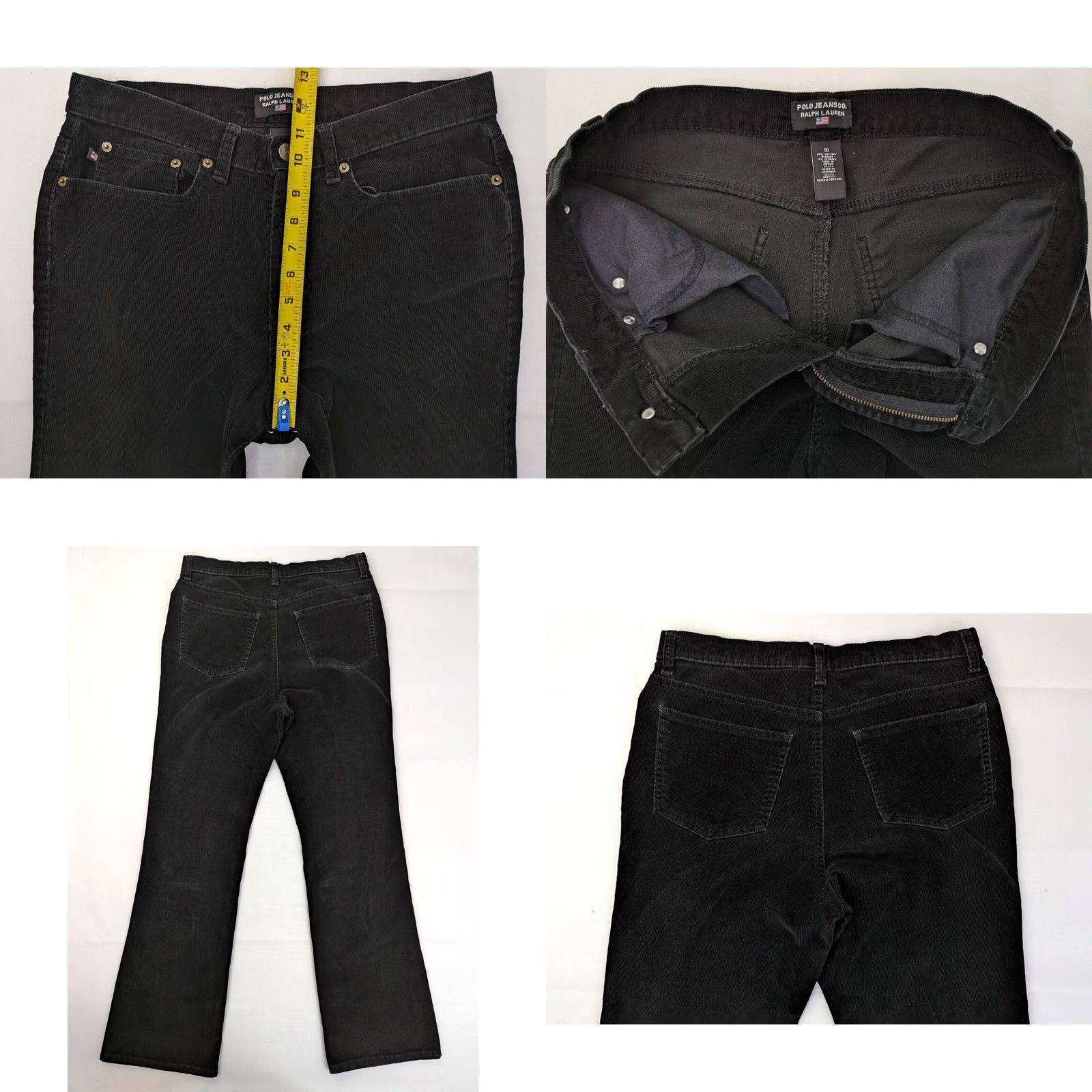 Polo Ralph Lauren VINTAGE Polo Ralph Lauren POLO Corduroy Black Straight Leg Pants Women 10 30x31 Cotton Size 32" / US 10 / IT 46 - 8 Thumbnail