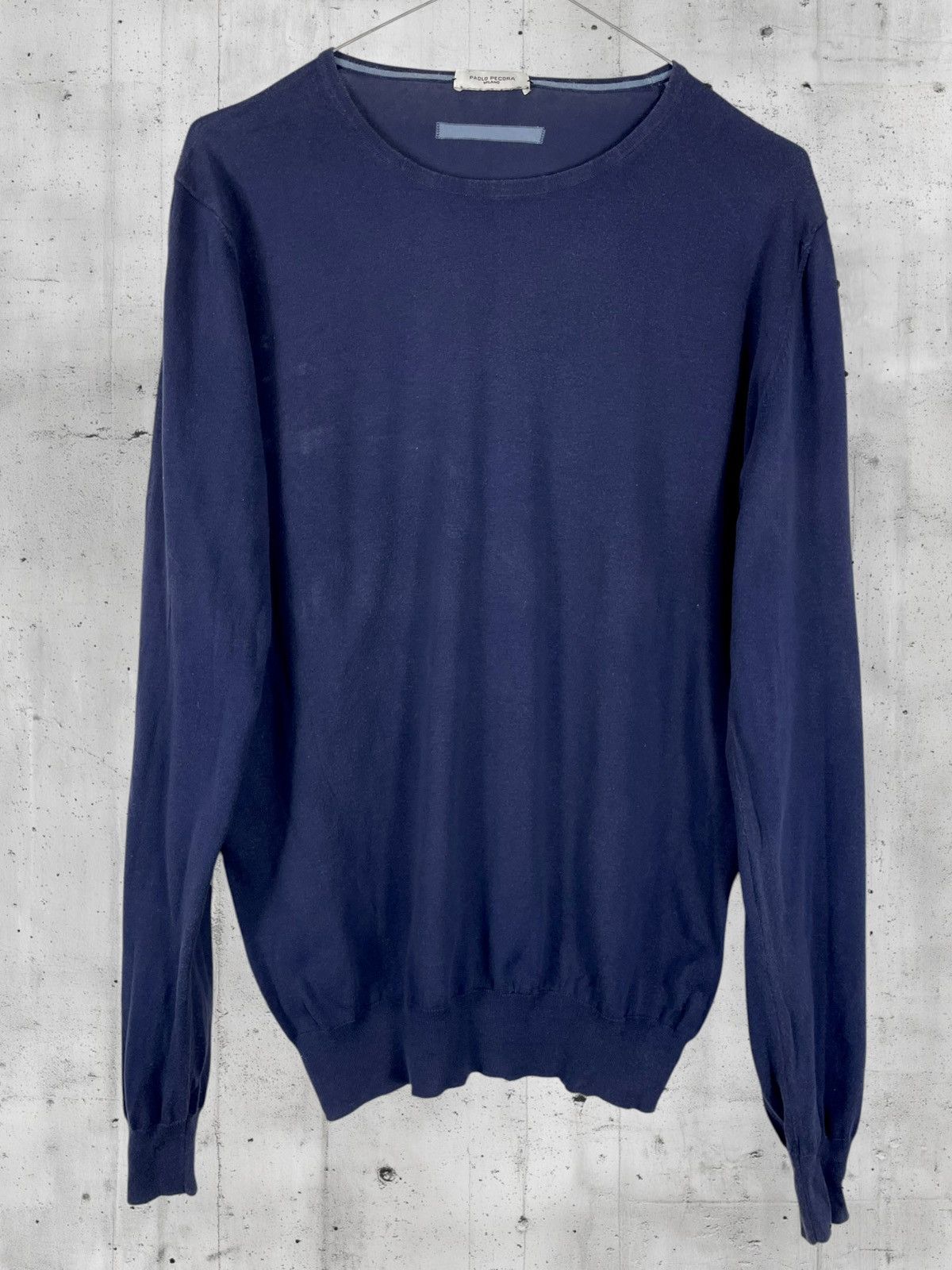 Vintage Paolo Pecora Silk Elbow Patches Distressed Knit Sweater Size US L / EU 52-54 / 3 - 2 Thumbnail