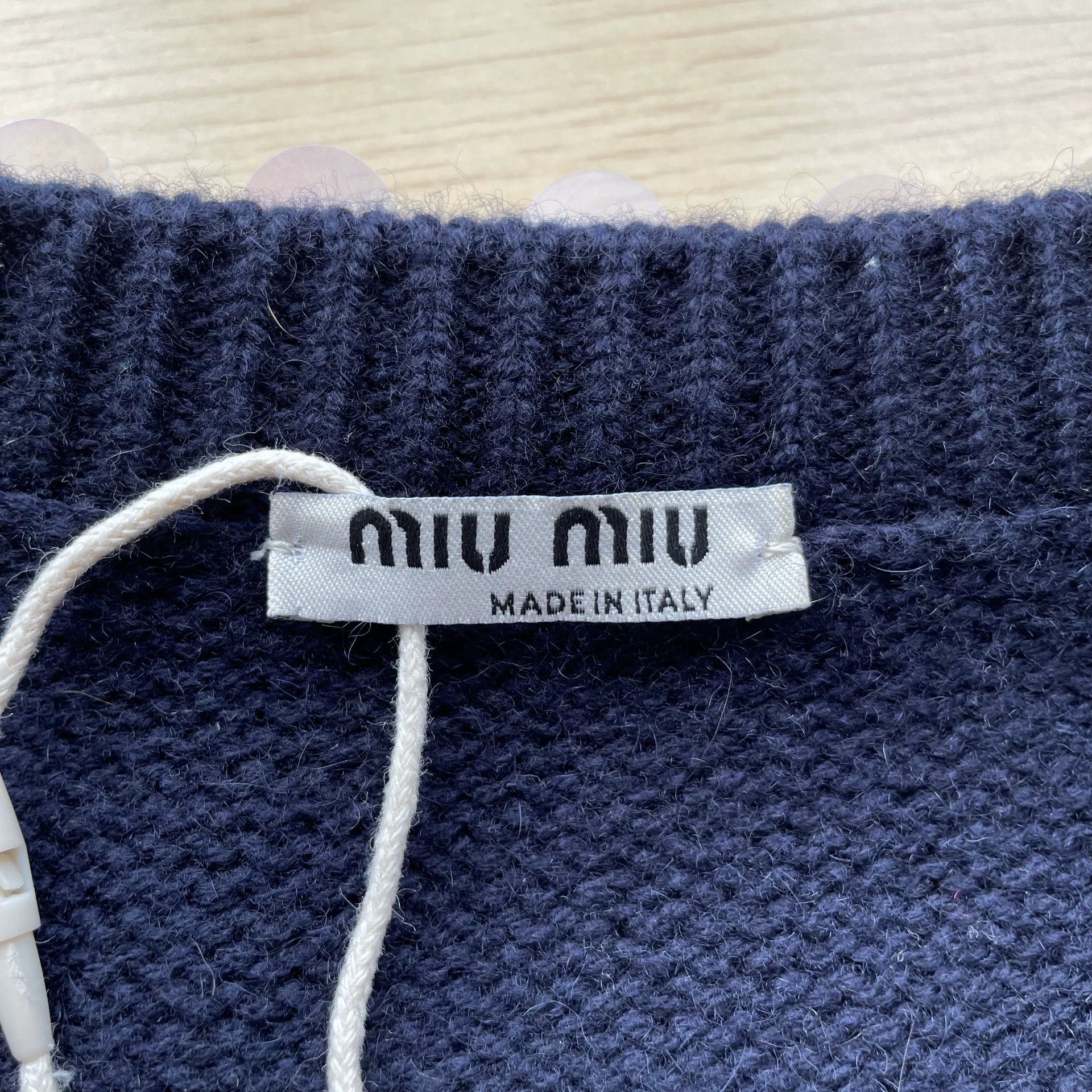 Miu Miu MIU MIU Women's Navy Blue Knit Sweater Size 40 Size S / US 4 / IT 40 - 5 Thumbnail