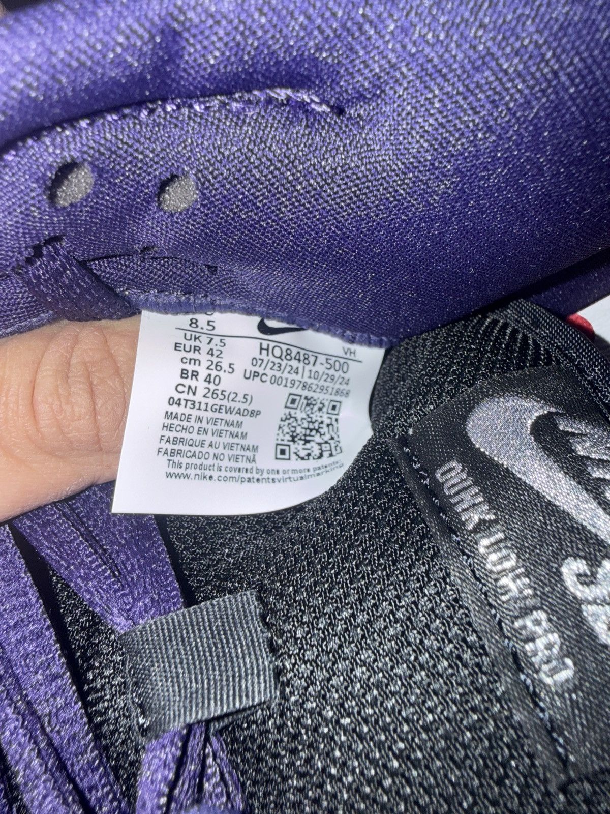 Nike SUPREME X DUNK LOW SB 'INK' PURPLE IN HAND SZ 8.5 MENS Size US 8.5 / EU 41-42 - 11 Thumbnail