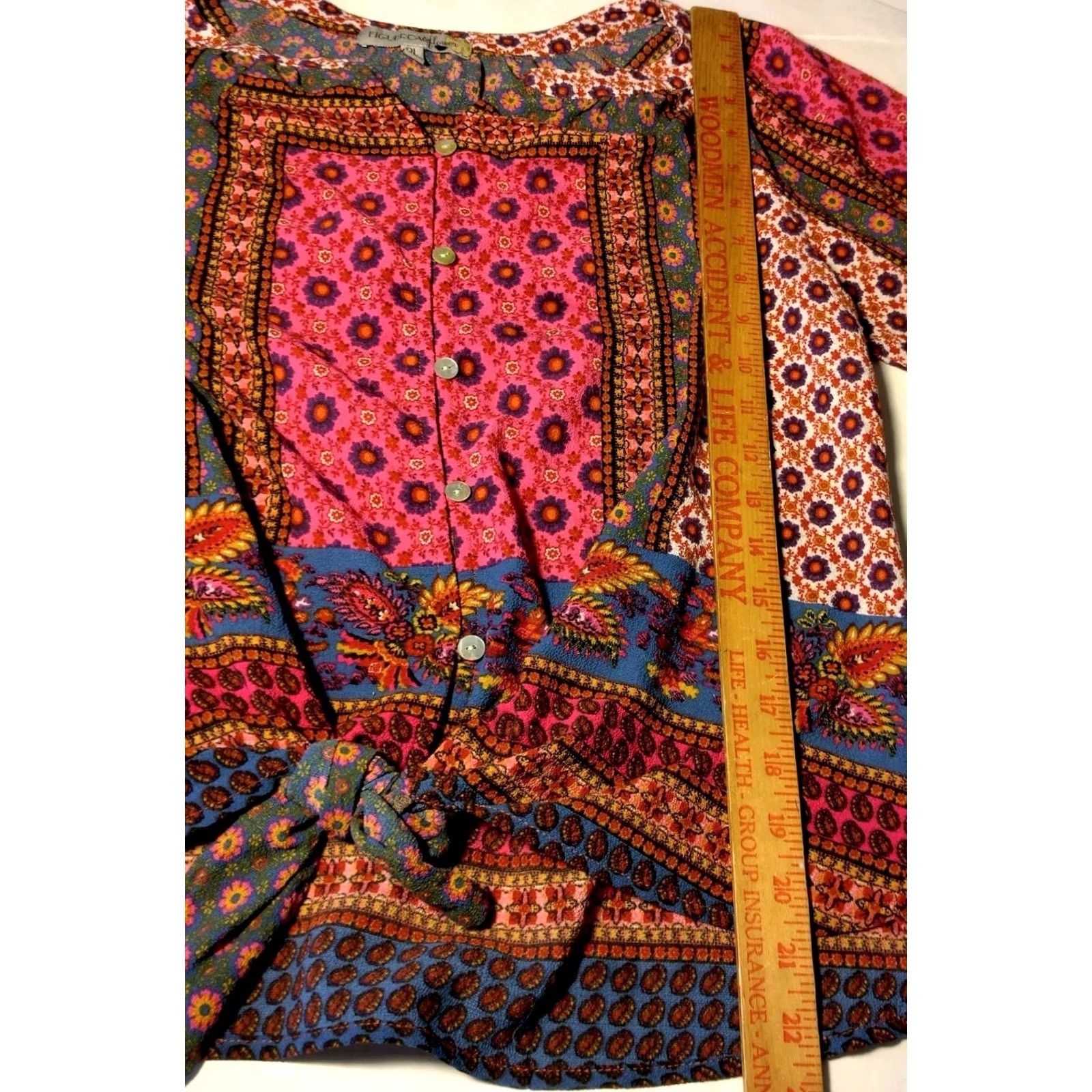 Vintage Figueroa & Flower Blouse Petite PL Button Up Tapestry Floral Tie Waist Boho Shirt Womens Size L / US 10 / IT 46 - 5 Thumbnail