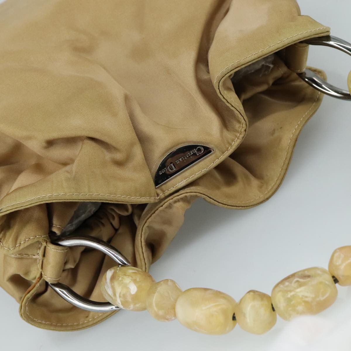 Dior DIOR Maris Pearl Hand Bag Nylon Beige Silver Size ONE SIZE - 6 Thumbnail