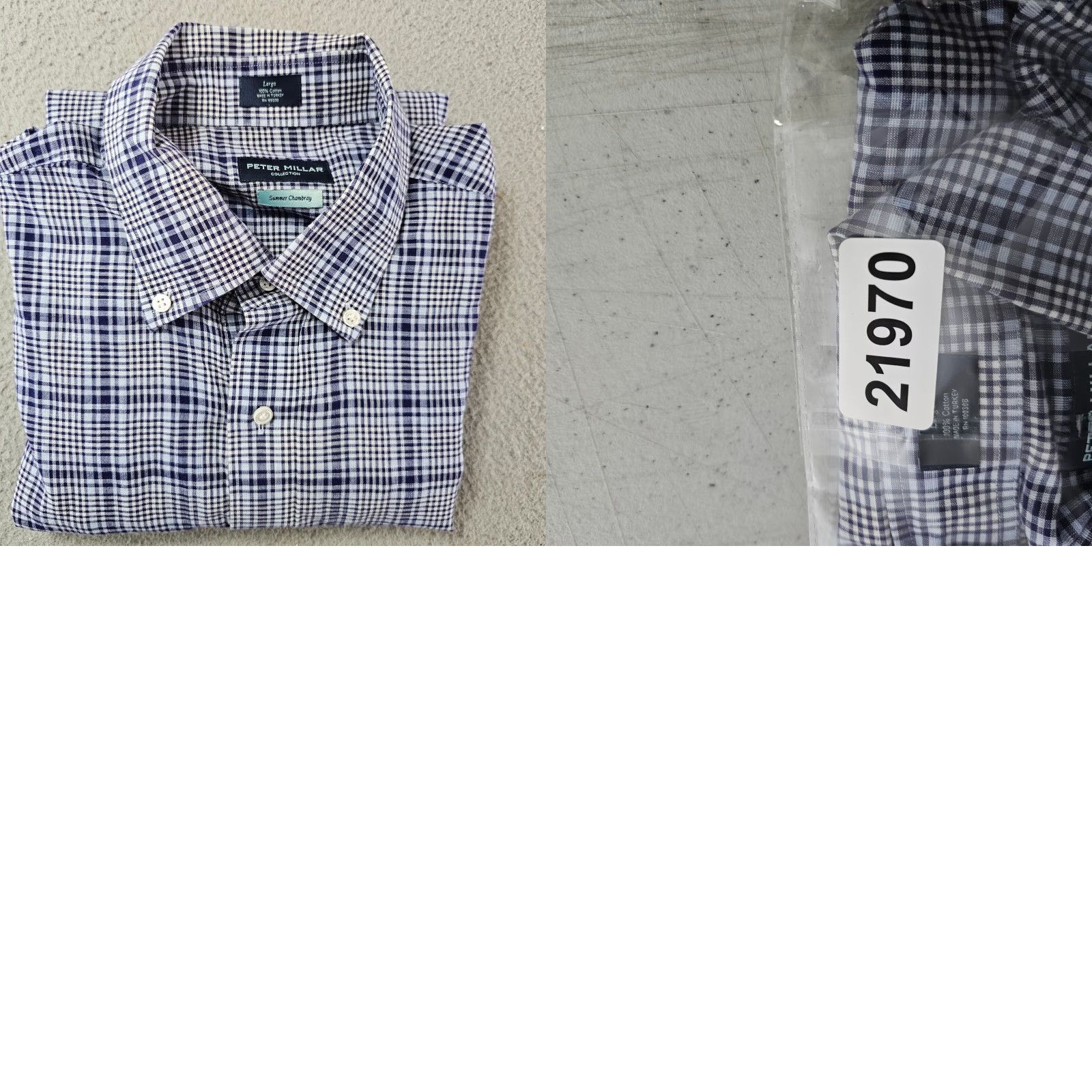 Peter Millar Peter Millar Collection Shirt Mens Large Blue Check Long Sleeve Chambray Button-Up Size US L / EU 52-54 / 3 - 8 Thumbnail
