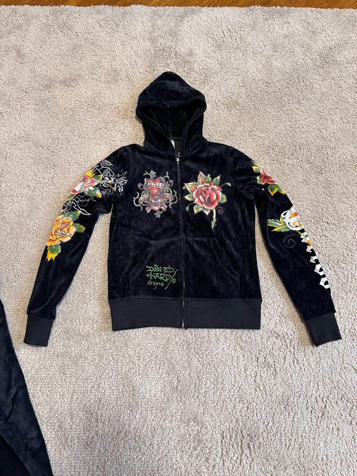 Ed Hardy Vintage Y2k Ed Hardy Tattoo Cropped Jacket pants Bundle Size L / US 10 / IT 46 - 5 Thumbnail