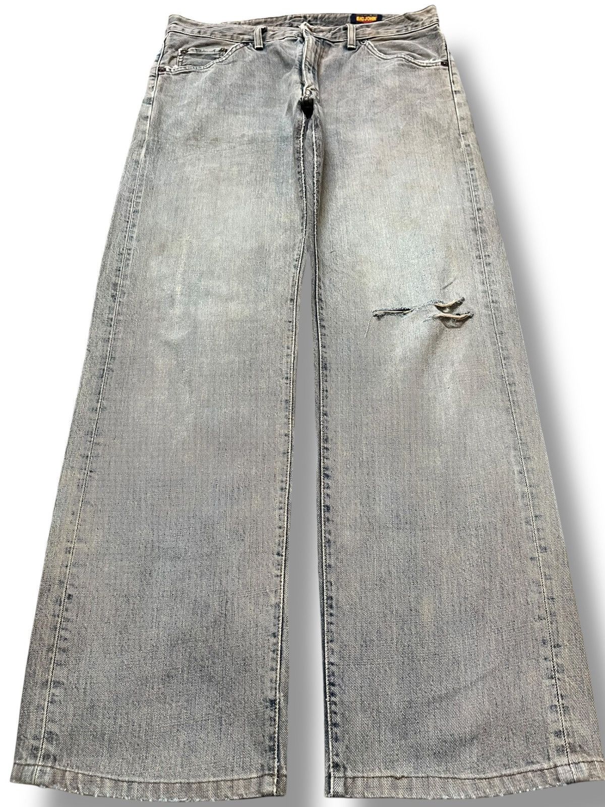 Vintage Big John Baggy Blue Black Distressed Denim