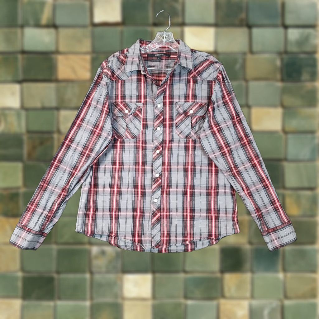 Buckle Black Buckle Black Mens Gray Red Plaid Long Sleeve Button-Up Size L Size US L / EU 52-54 / 3 - 1 Thumbnail