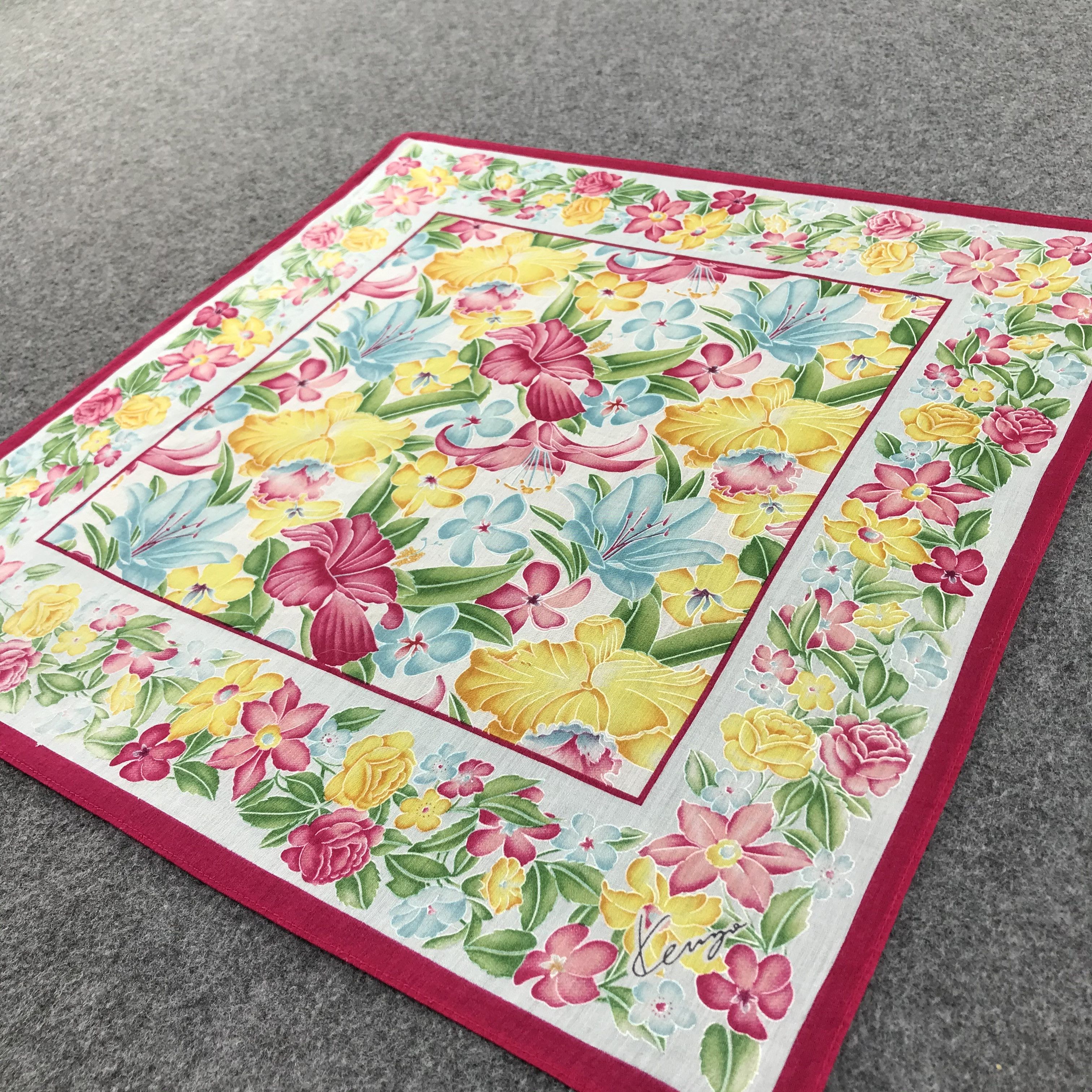 Kenzo × Vintage Kenzo Floral Handkerchief Neckerchief Bandana H162 Size ONE SIZE - 5 Thumbnail