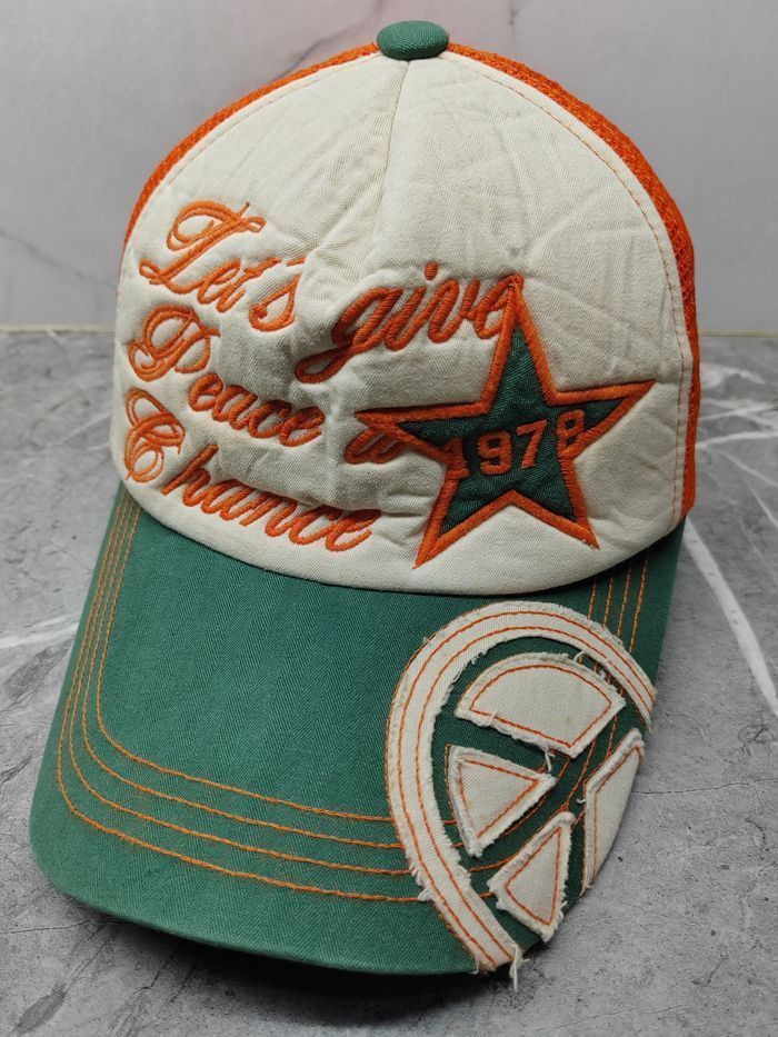 Japanese Brand Vintage Peace Distressed Style Cap Hat Size ONE SIZE - 1 Thumbnail