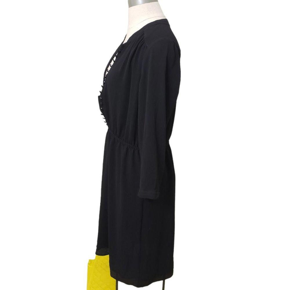 H&M CT422 H & M NWT Black Long Sleeve Button Front Dress 12 Size XL / US 12-14 / IT 48-50 - 3 Thumbnail