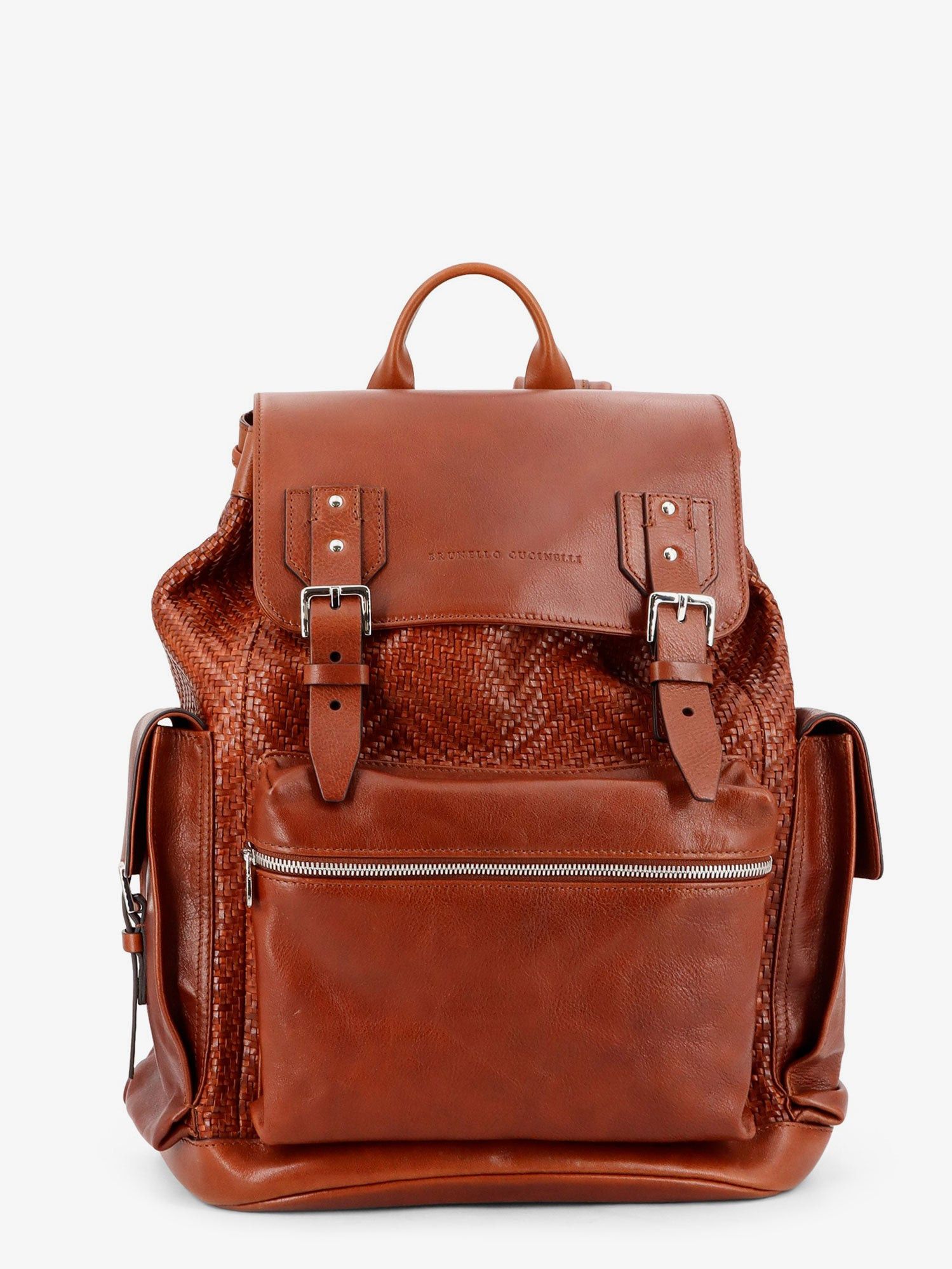 Brunello Cucinelli City Leather Backpack With Engraved Lettering Logo Size ONE SIZE - 1 Thumbnail