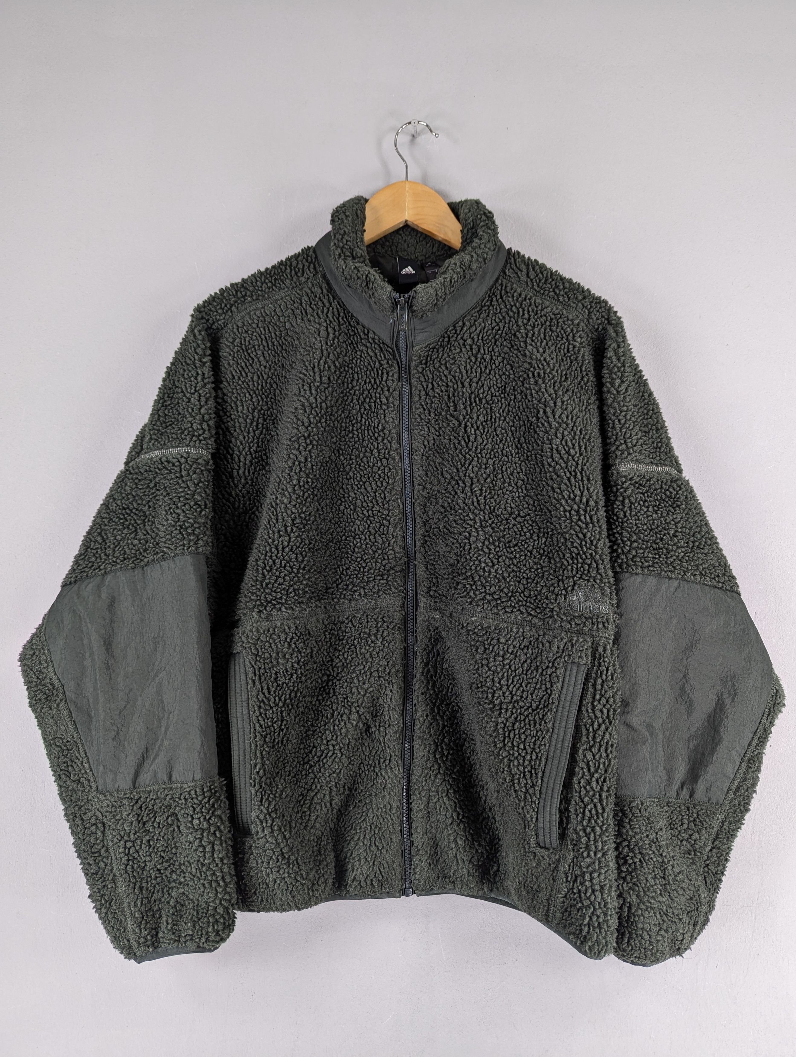Adidas Adidas Three Stripes Sherpa Fleece Boa Boxy Zipper Jacket Size US L / EU 52-54 / 3 - 1 Thumbnail