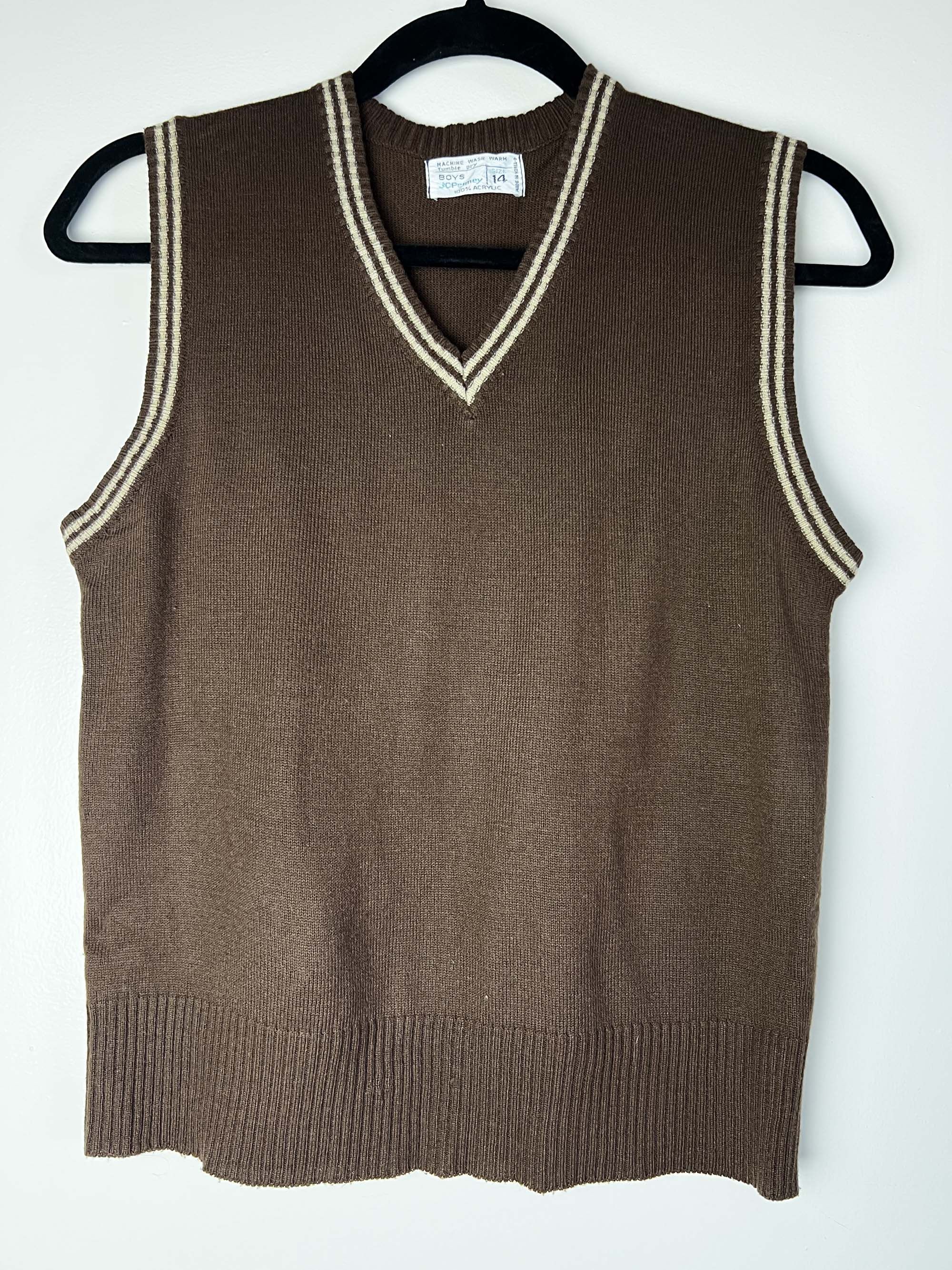 JCPenney Vintage 1970's JC Penny Boys Pullover Sweater Vest Size US XS / EU 42 / 0 - 2 Thumbnail