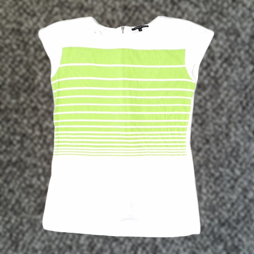 Patrizia Pepe PATRIZIA PEPE Womens T-Shirt Top L White Striped Cotton Size L / US 10 / IT 46 - 1 Thumbnail