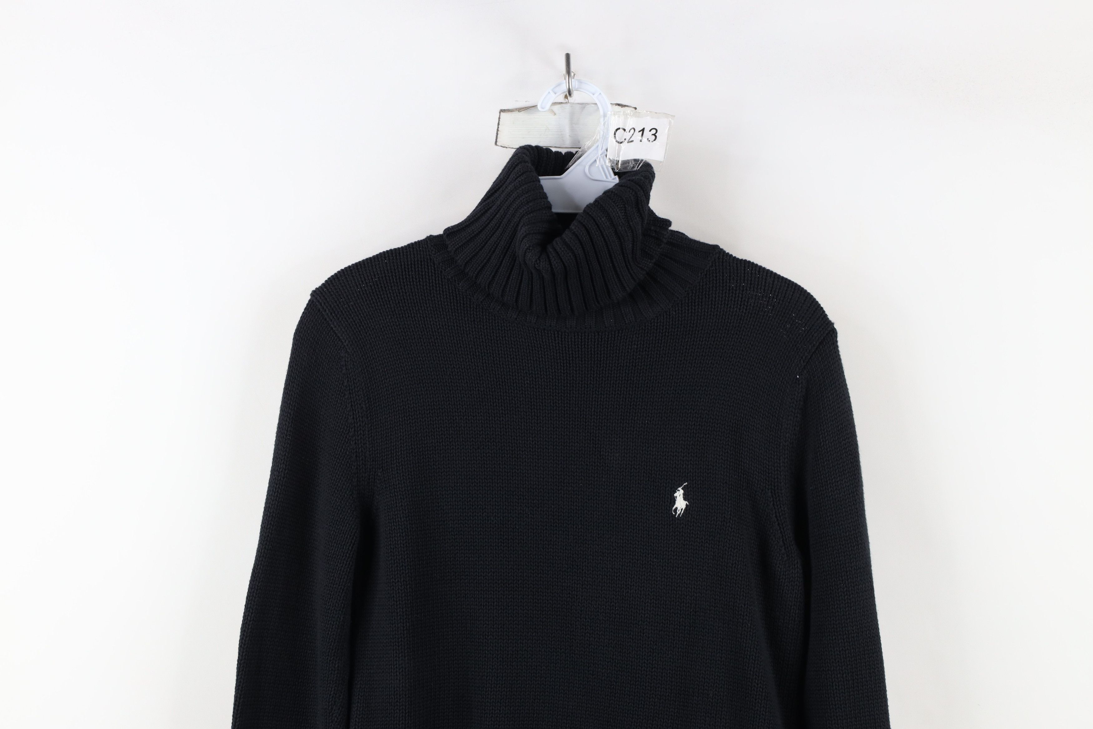 Ralph Lauren × Vintage Vintage 90s Ralph Lauren Cotton Turtleneck Sweater Black Size M / US 6-8 / IT 42-44 - 2 Thumbnail