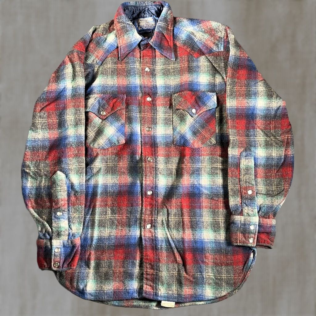 Pendleton VINTAGE Pendleton Shirt Mens M Plaid Wool Western Pearl Snap Made USA 70s Size US M / EU 48-50 / 2 - 1 Thumbnail