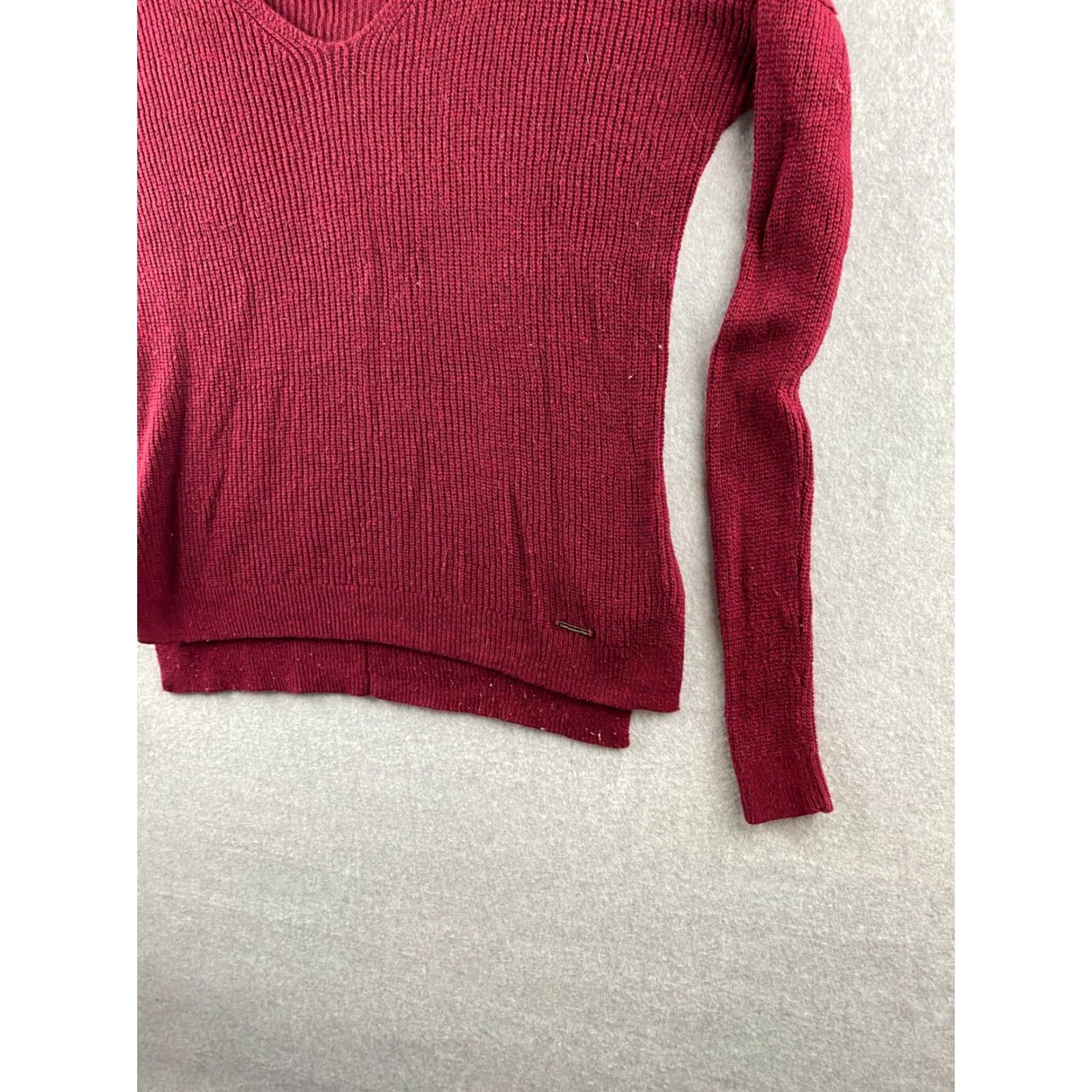 Abercrombie & Fitch Abercrombie & Fitch Sweater Womens XS Maroon Pullover V-Neck Cable-Knit Stretch Size XS / US 0-2 / IT 36-38 - 6 Thumbnail