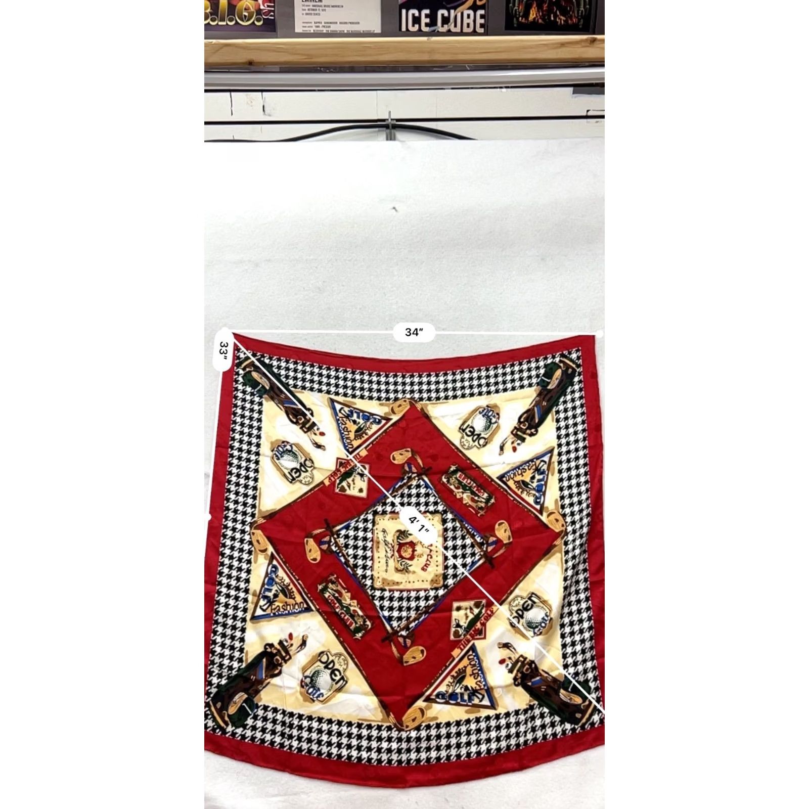 Vintage VINTAGE Silk Scarf Women Red Golf Club Houndstooth Pattern Size ONE SIZE - 5 Thumbnail