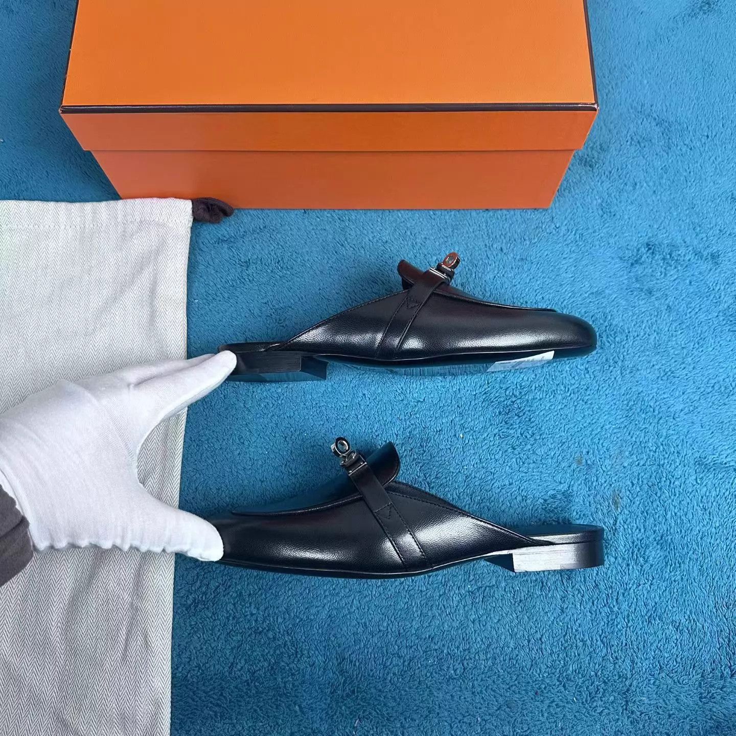 Hermes Hermès OZ Leather Mule Slipper Black Size US 4.5 / IT 34.5 - 2 Thumbnail