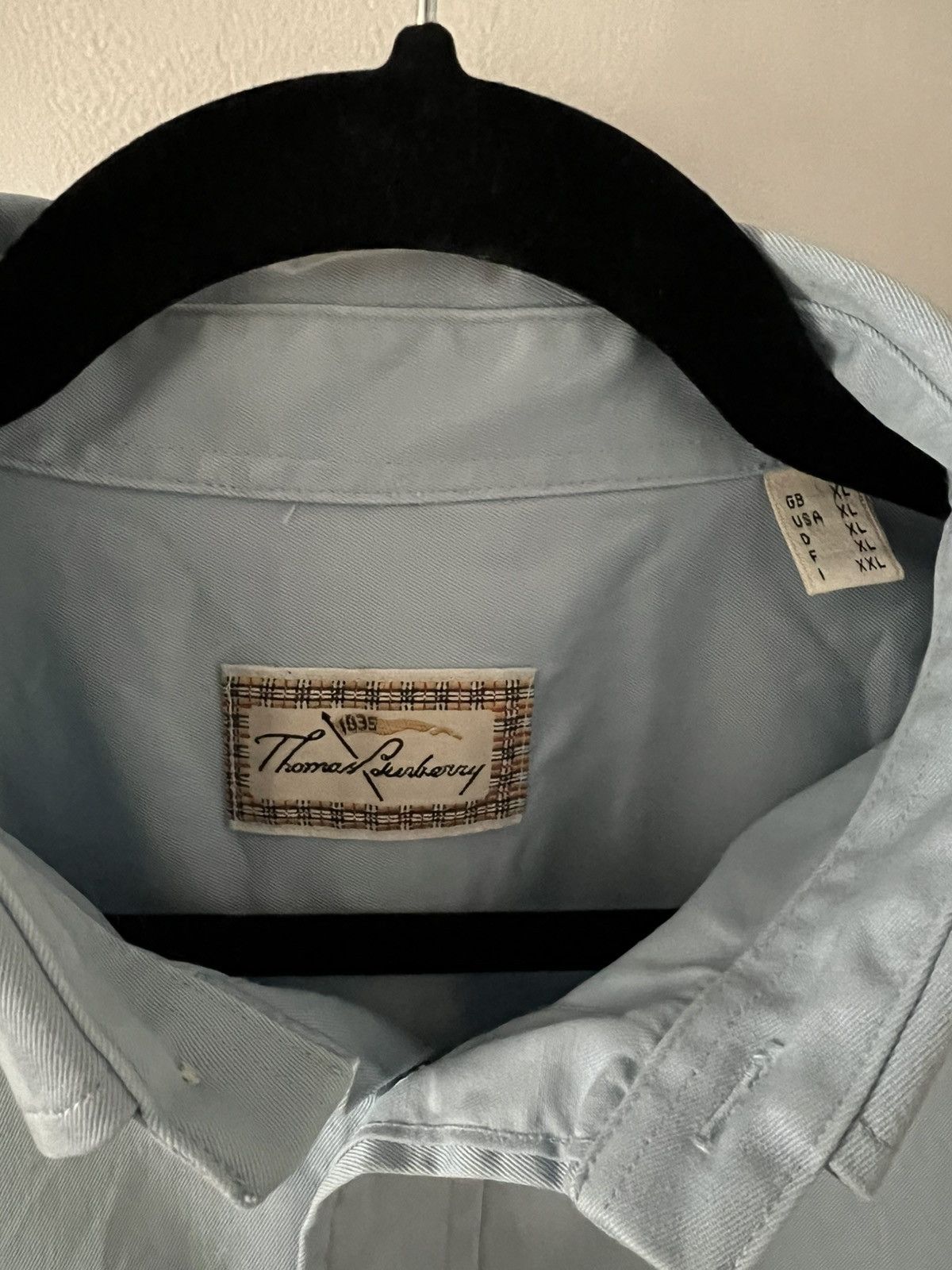 Burberry Vintage Thomas Burberry Light Blue Lon Sleeve Shirt Size US XL / EU 56 / 4 - 3 Thumbnail