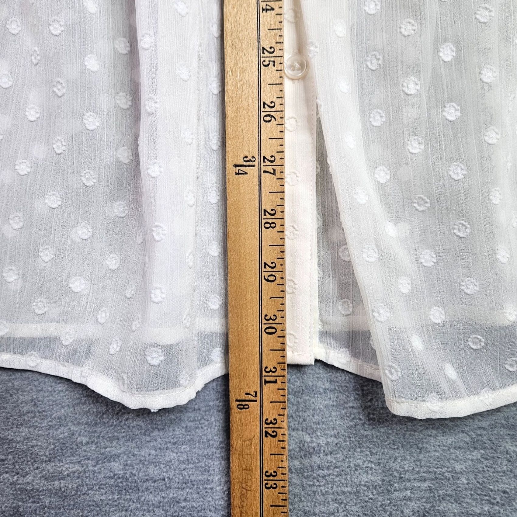 Torrid Torrid Shirt Plus 28W White Button Long Sleeve Chiffon Dot Lace blouse Strapless? Size 4XL / US 24-26 - 4 Thumbnail